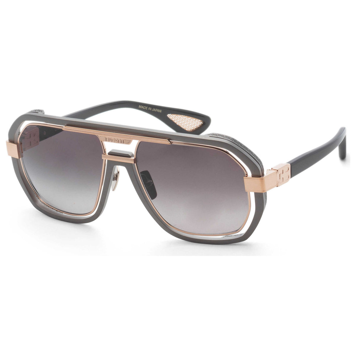 Bugatti Unisex 52mm Matte Gunmetal Rose Gold Sunglasses 08-MGM-RG