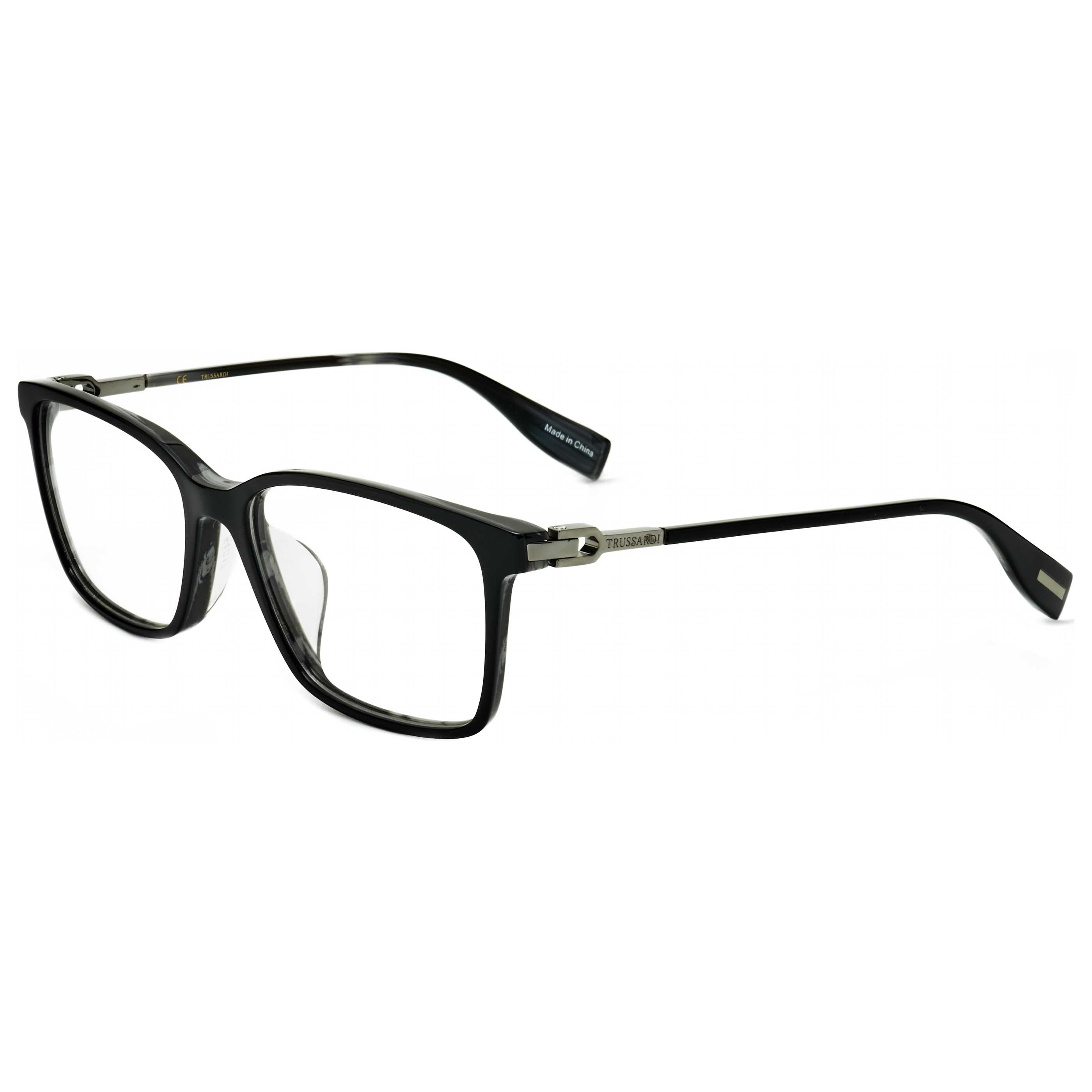 Trussardi Man 54mm Black Grey Stripe Eyeglasses VTR367F-09CF-54