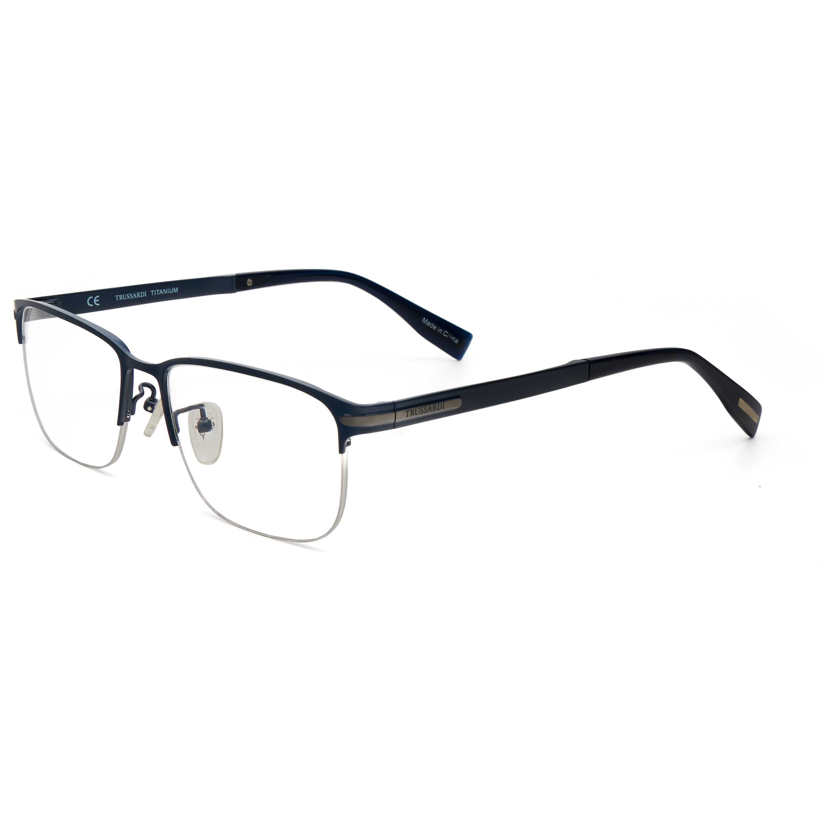 Trussardi Men's 56mm Matt Blue Shiny Light Gunmetal Eyeglasses VTR274F-08EE-56