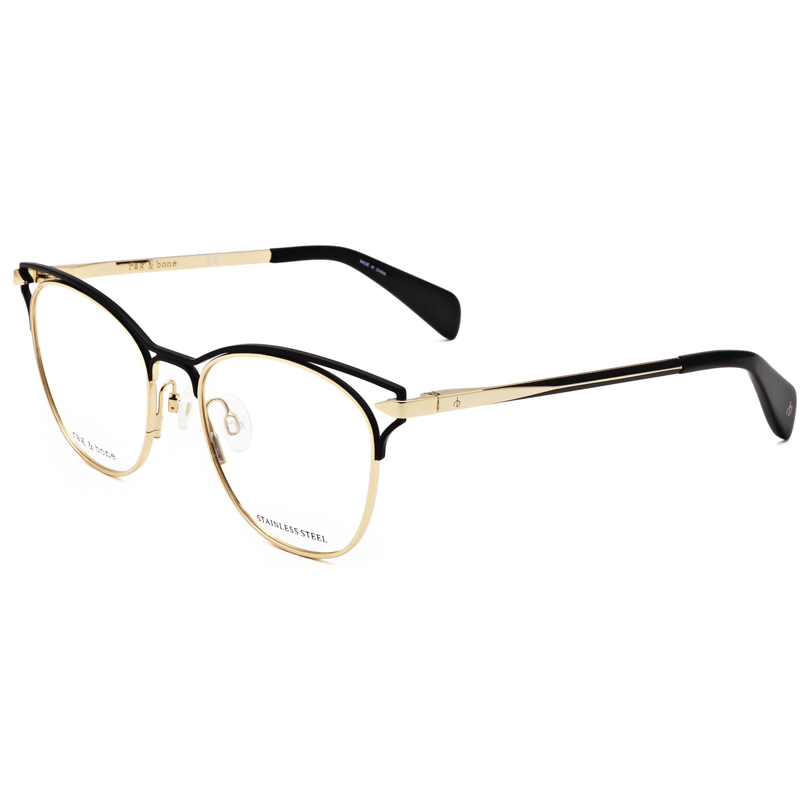 Rag & Bone Women's 51mm Gold Black Eyeglasses RNB3019-RHL-51