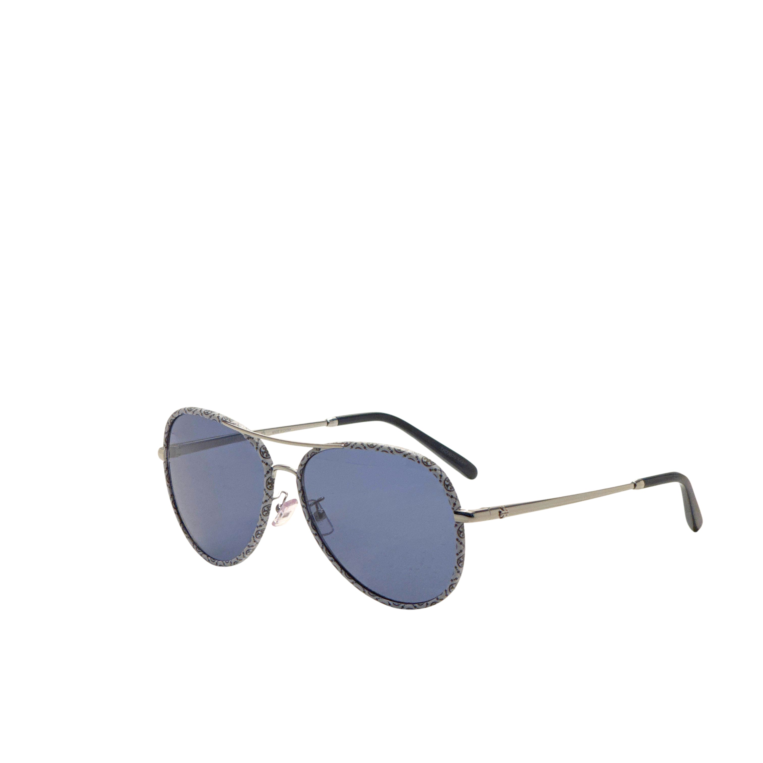 Tory Burch Women's 58mm Silver Blue Monogram Wrap Sunglasses TY6114-32744L-58