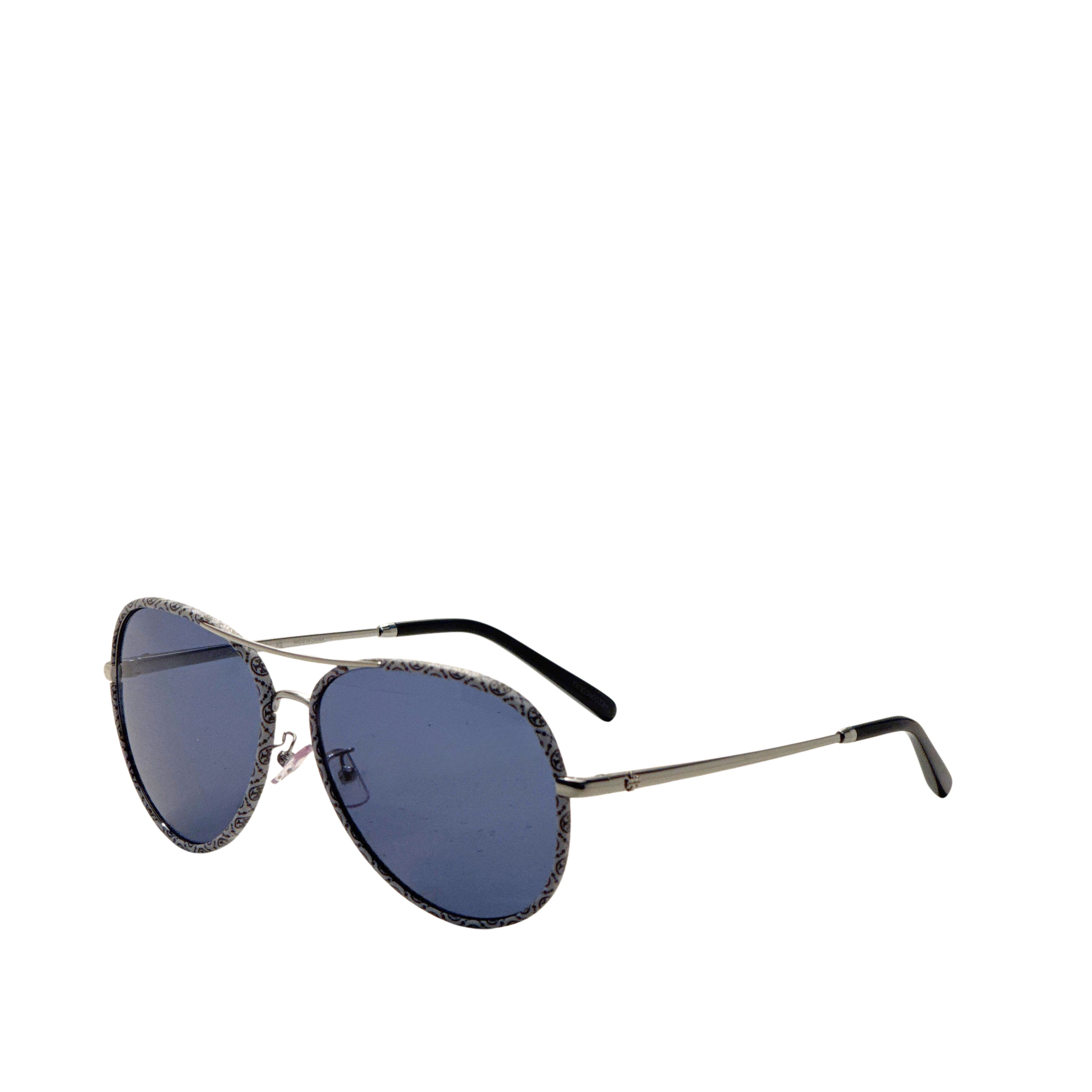 Tory Burch Women's 60mm Silver Blue Monogram Wrap Sunglasses TY6114-32744L-60