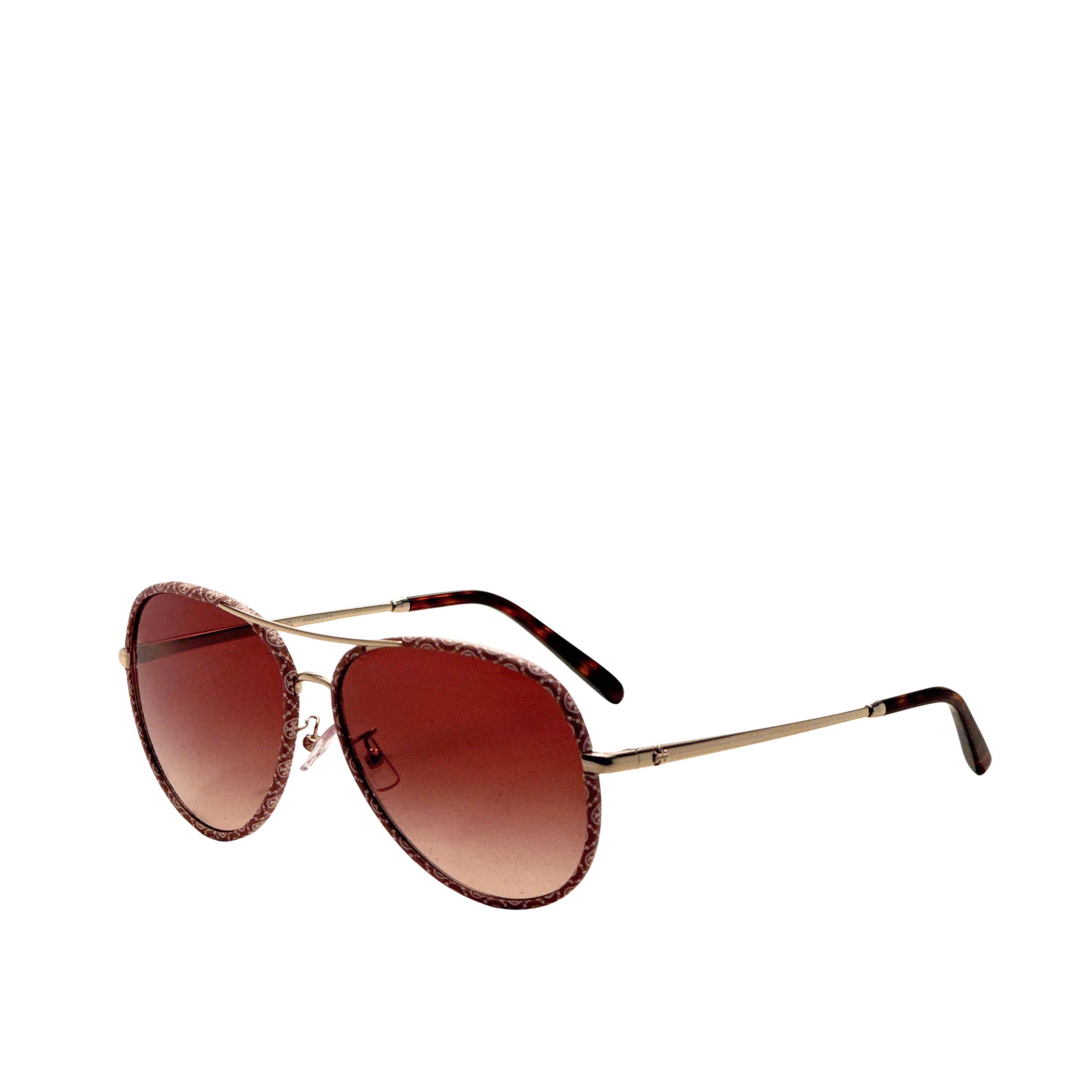 Tory Burch Women's 60mm Gold Brown Monogram Wrap Sunglasses TY6114-336013-60