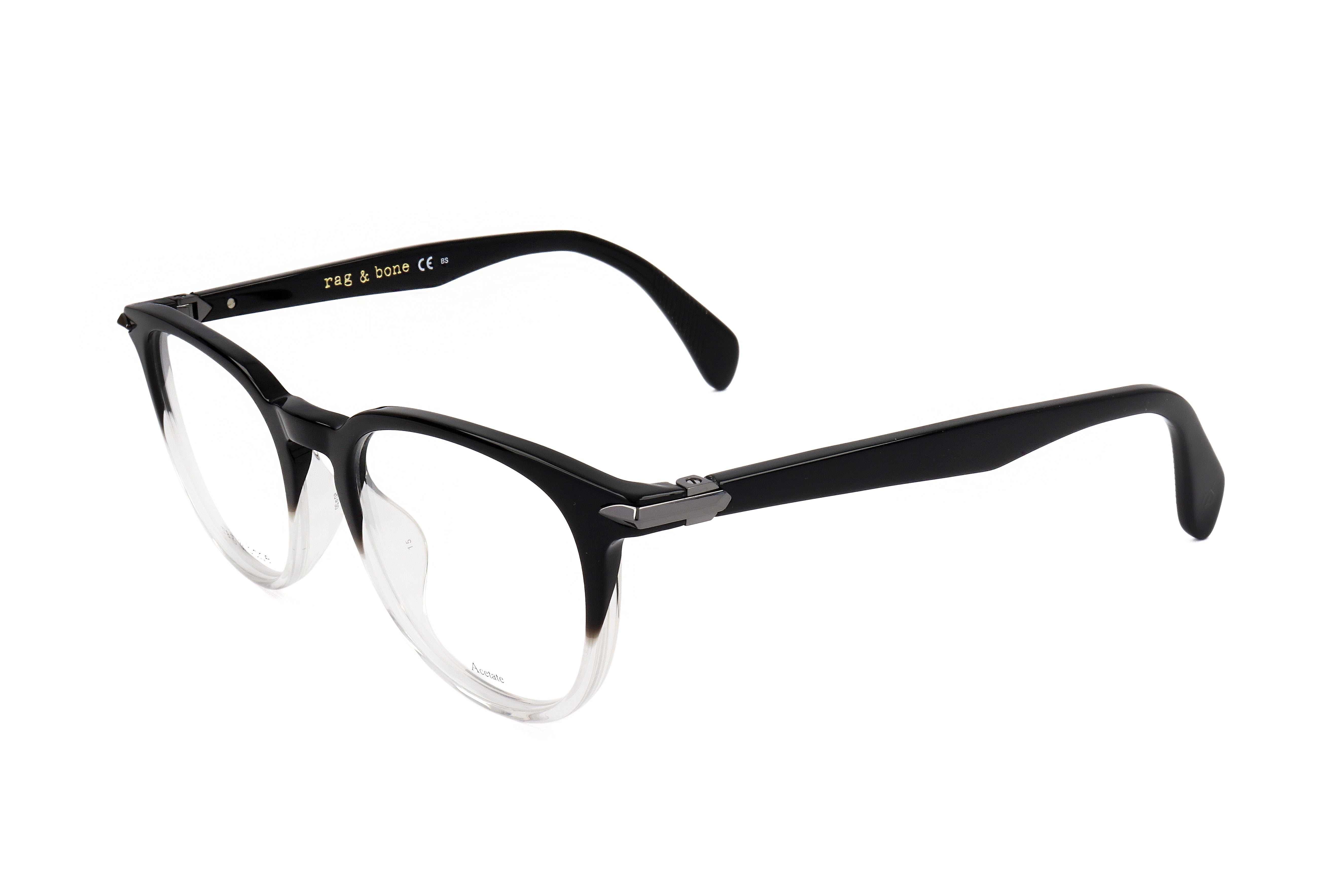 Rag & Bone Men's 50 mm Black Shaded Crystal Eyeglasses RNB7028-G-81V-50