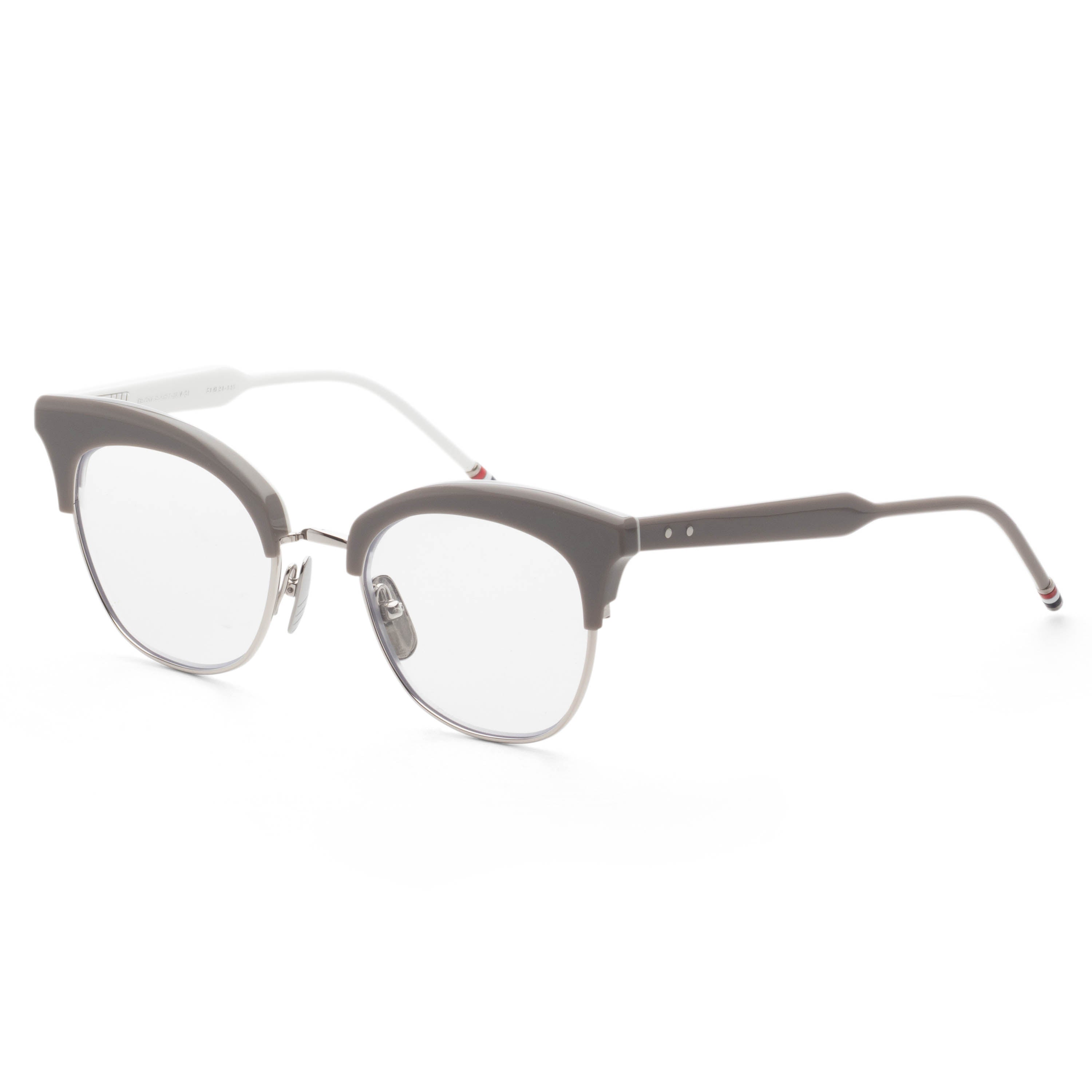 Thom Browne Womens Novelty 51mm Grey White Back Silver Eyeglasses TB507-BGRYSLV51