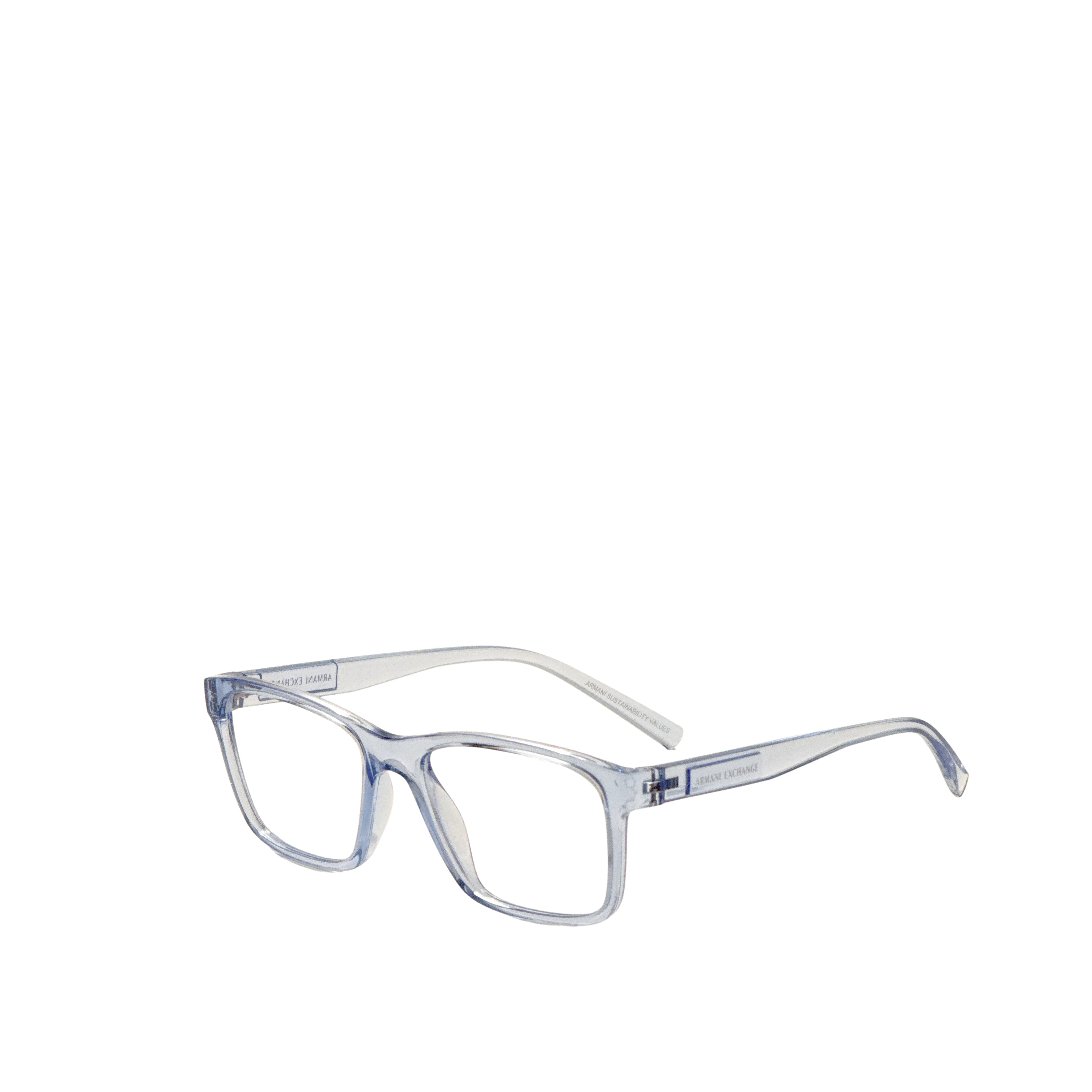 Armani Exchange Men's 54mm Shiny Transparent Blue Eyeglasses AX3114-8345-54