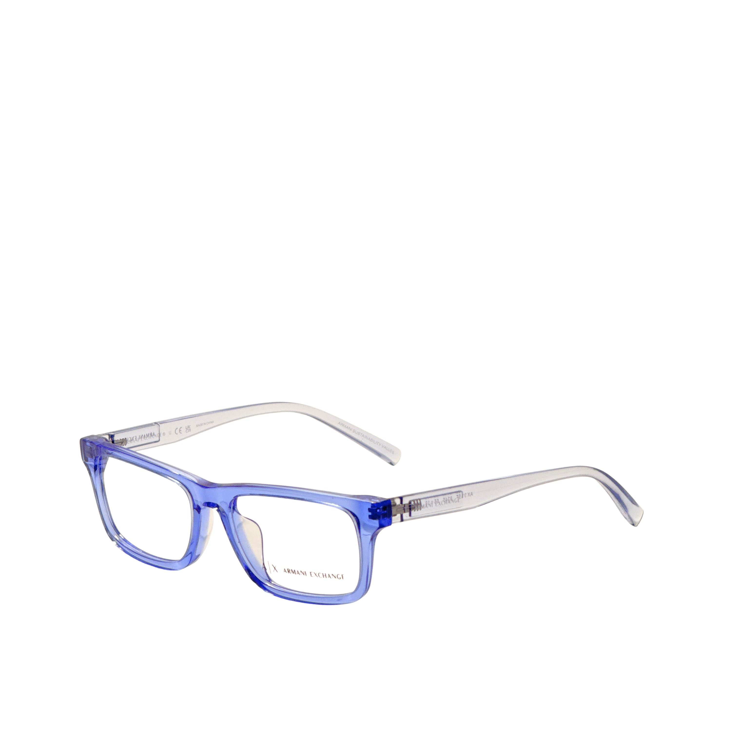 Armani Exchange Men's 55mm Shiny Transparent Blue Eyeglasses AX3115F-8345-55