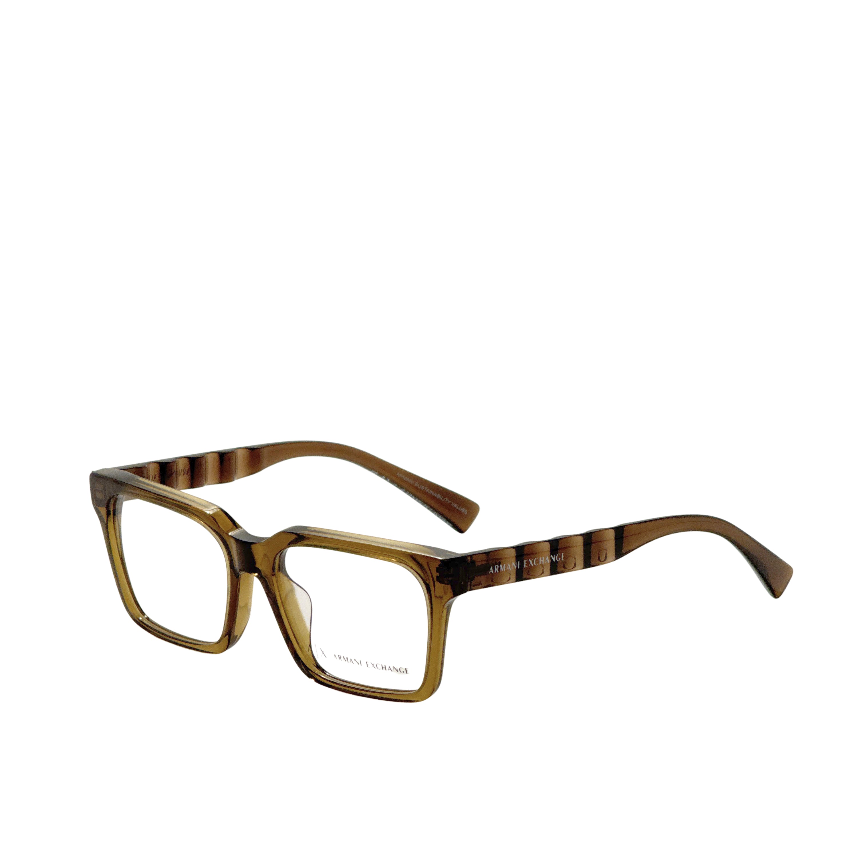 Armani Exchange Men's 54mm Shiny Transparent Brown Eyeglasses AX3122F-8358-54