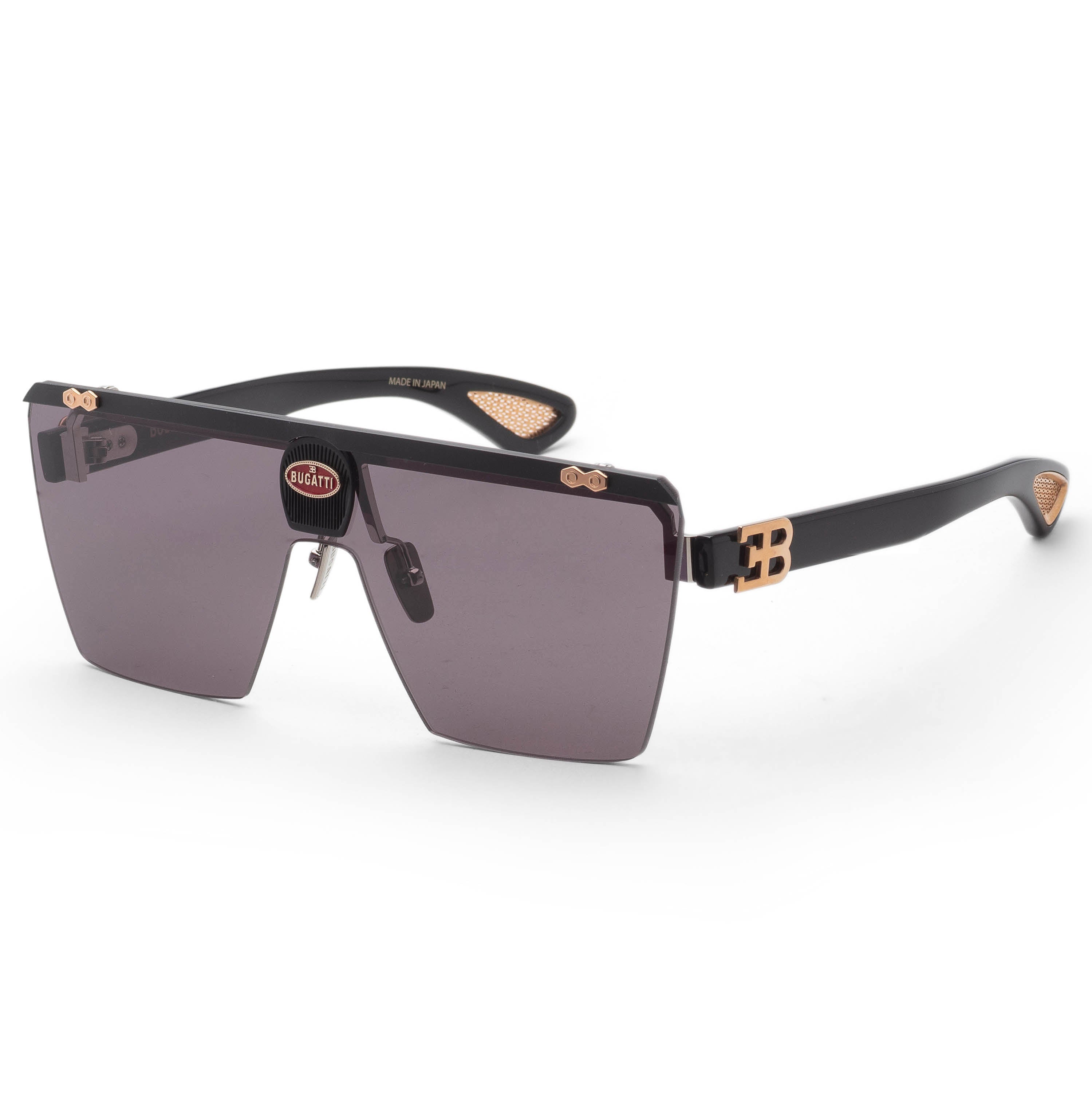 Bugatti Men's 42 mm Rose Gold Black Sunglasses 01A-RG