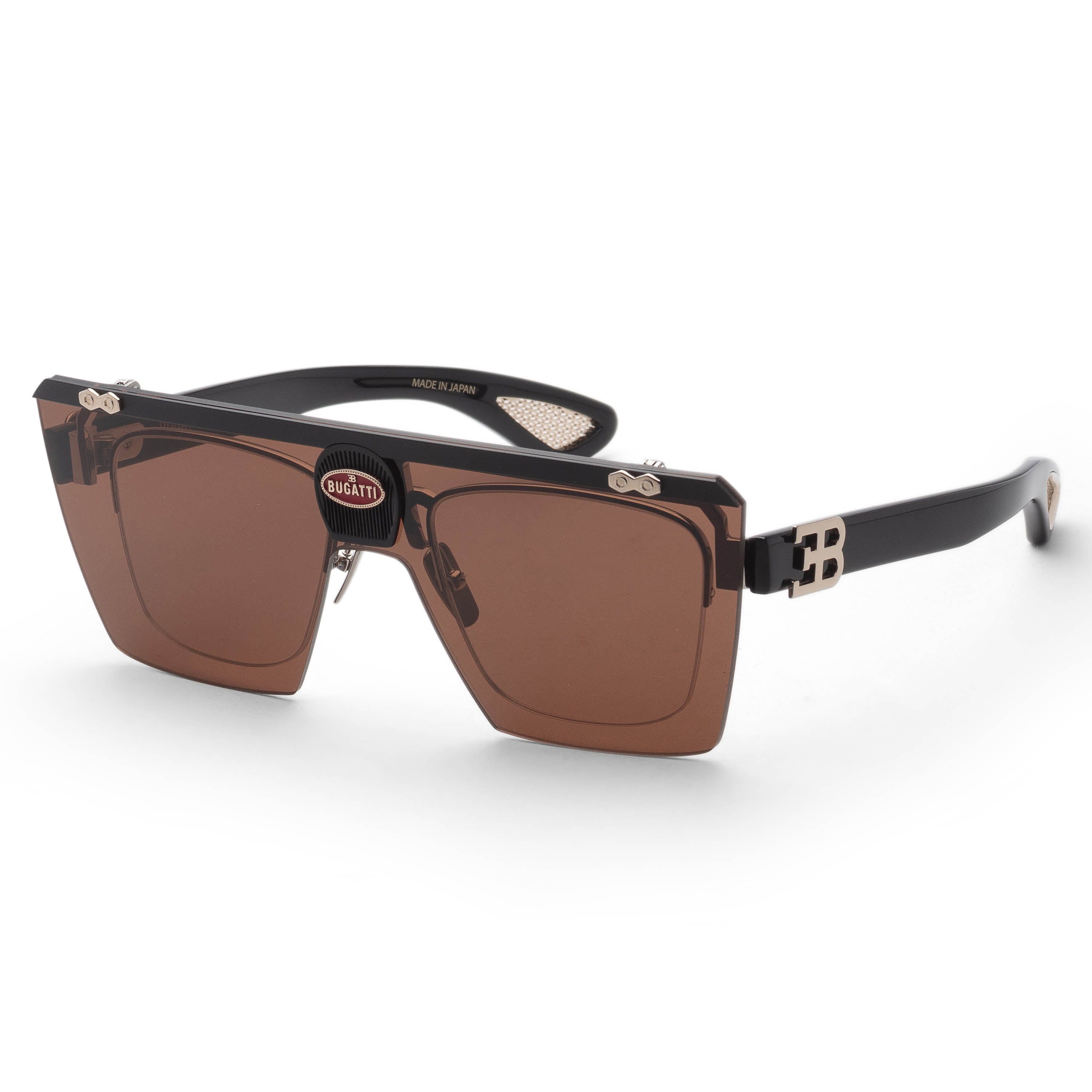 Bugatti Men's 42 mm White Gold Black Sunglasses 01BRX-WG