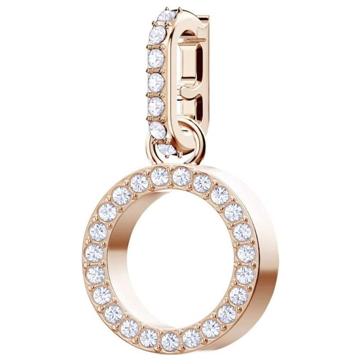Swarovski Women's Remix Alphabet O White Crystal Rose Gold Plated Charm 5437607