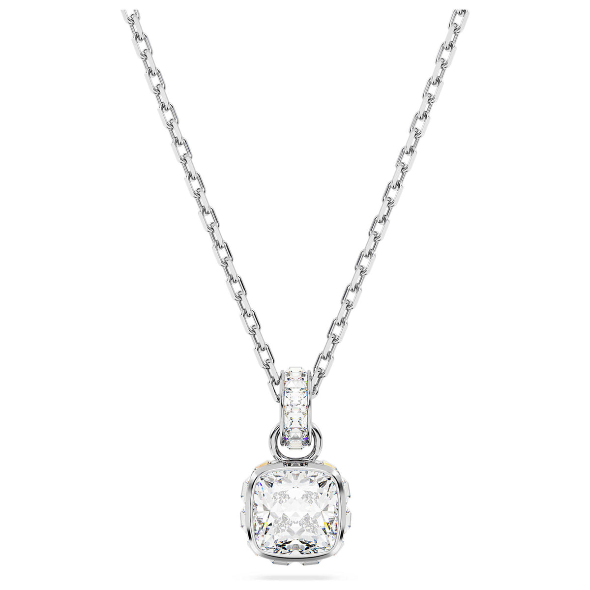 Swarovski Women's Birthstone: April White Crystal Rhodium-Plated Necklace 5651704
