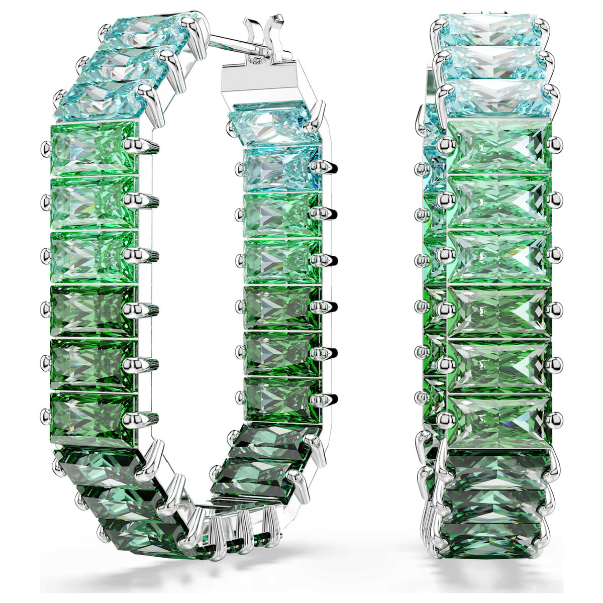 עגילים Matrix עם קריסטל ירוק של Swarovski