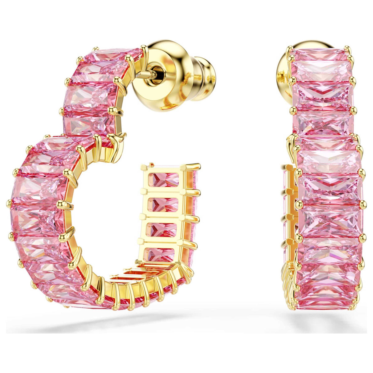 עגילי Matrix עם קריסטלים ורודים של Swarovski