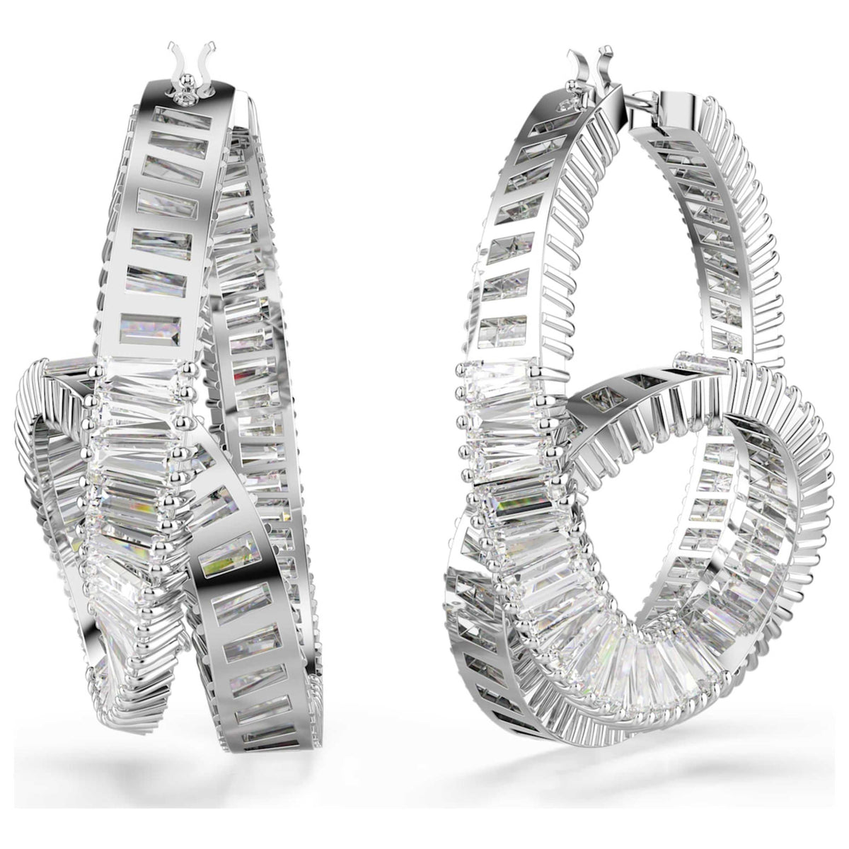 עגילי Matrix עם קריסטלים לבנים של Swarovski