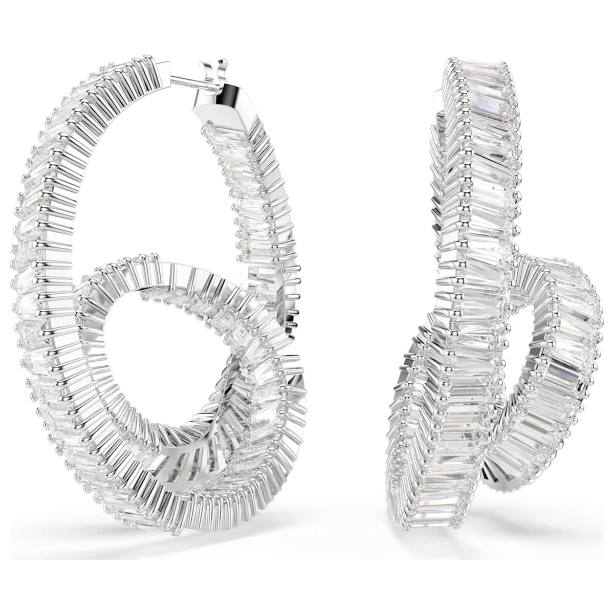 עגילי Matrix עם קריסטלים לבנים של Swarovski