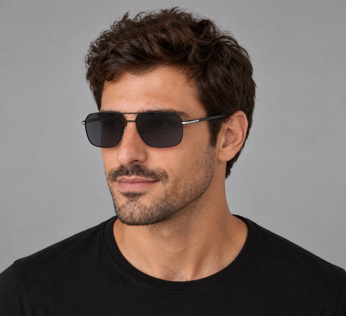 משקפי שמש Hugo Boss לגברים 58 מ״מ בצבע מט שחור כסוף
