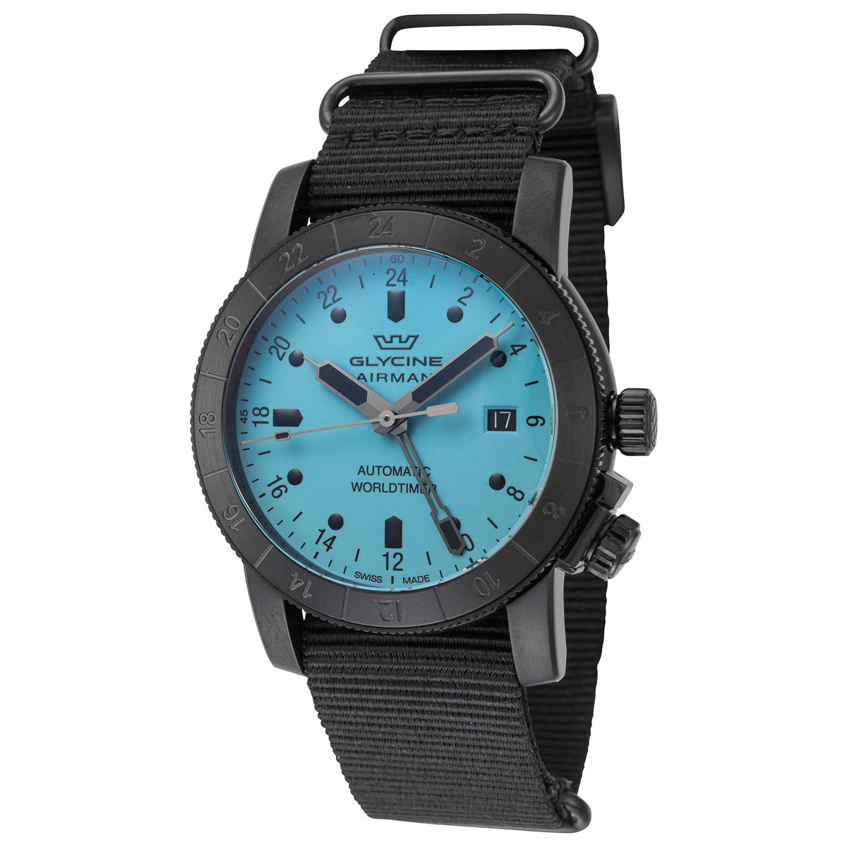 שעון לגבר Airman Contemporary GMT של Glycine, אוטומטי, 42 מ״מ