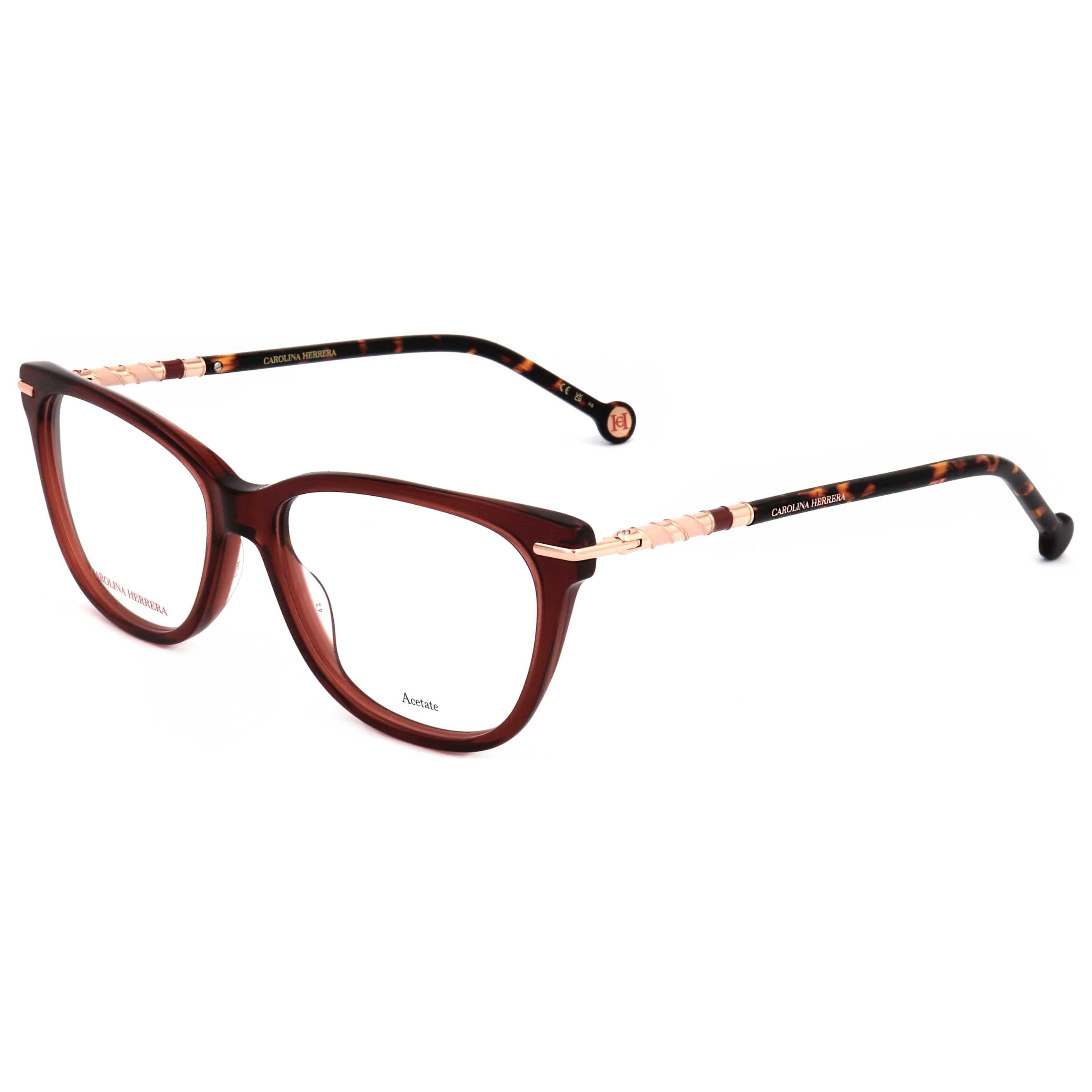 משקפי ראייה Carolina Herrera דגם Her0096 לנשים 54 מ״מ בצבע בורדו הוואנה