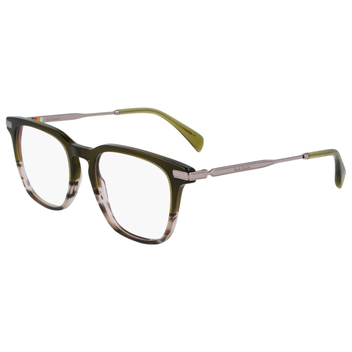 משקפי ראייה Paul Smith דגם Ledbury לגברים 50 מ״מ בצבע שקוף מפוספס זית