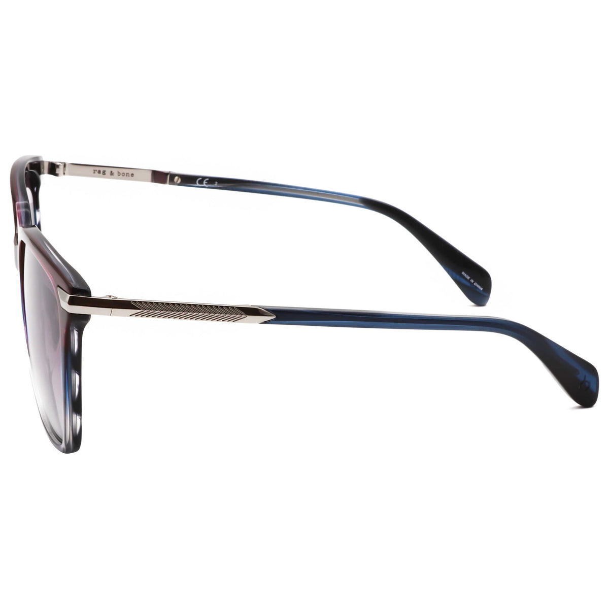משקפי שמש Rag & Bone דגם Rnb1066 לנשים 55 מ״מ בצבע כחול Violet Horn