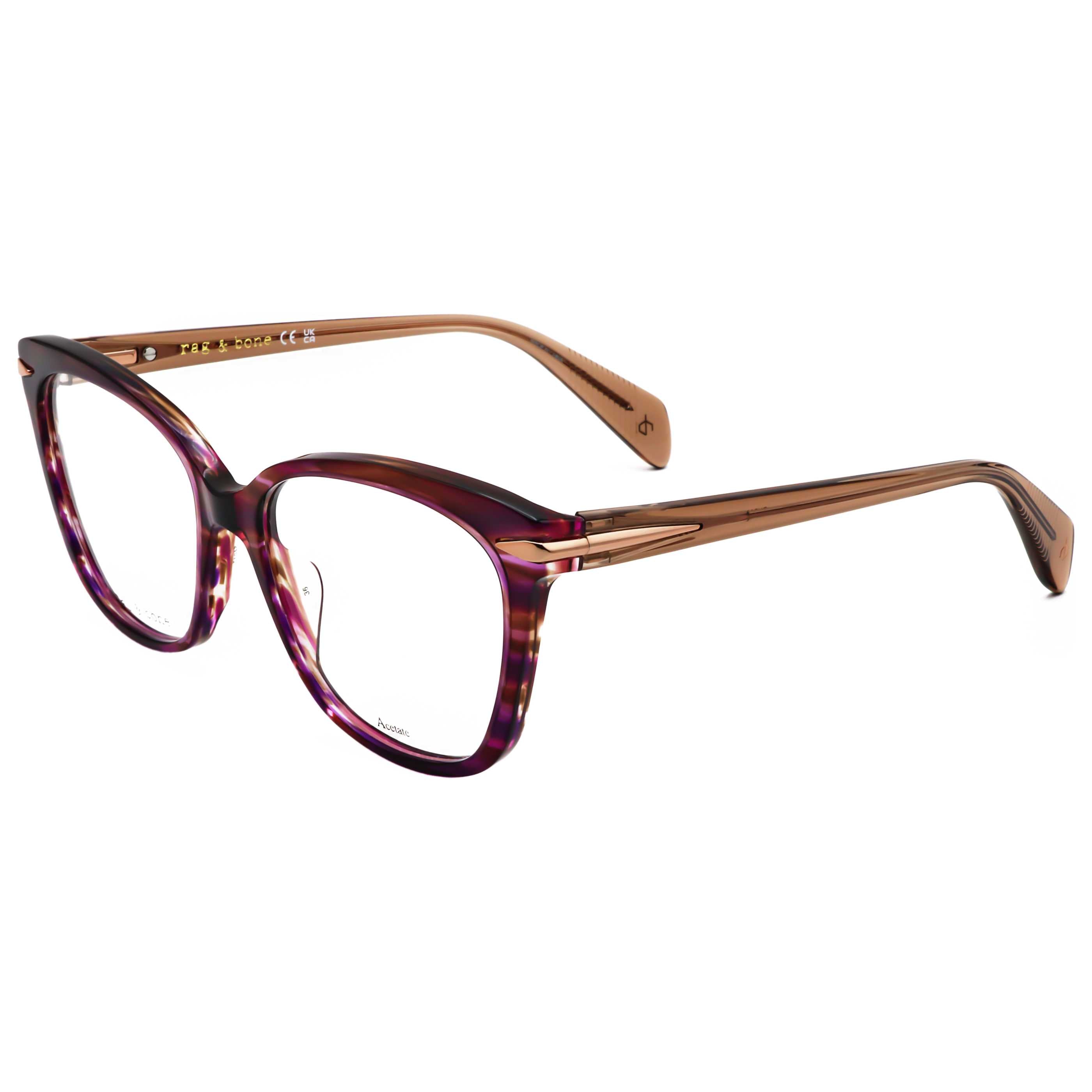 משקפי ראייה Rag & Bone דגם Rnb3077 לנשים 54 מ״מ בצבע Violet חום Horn
