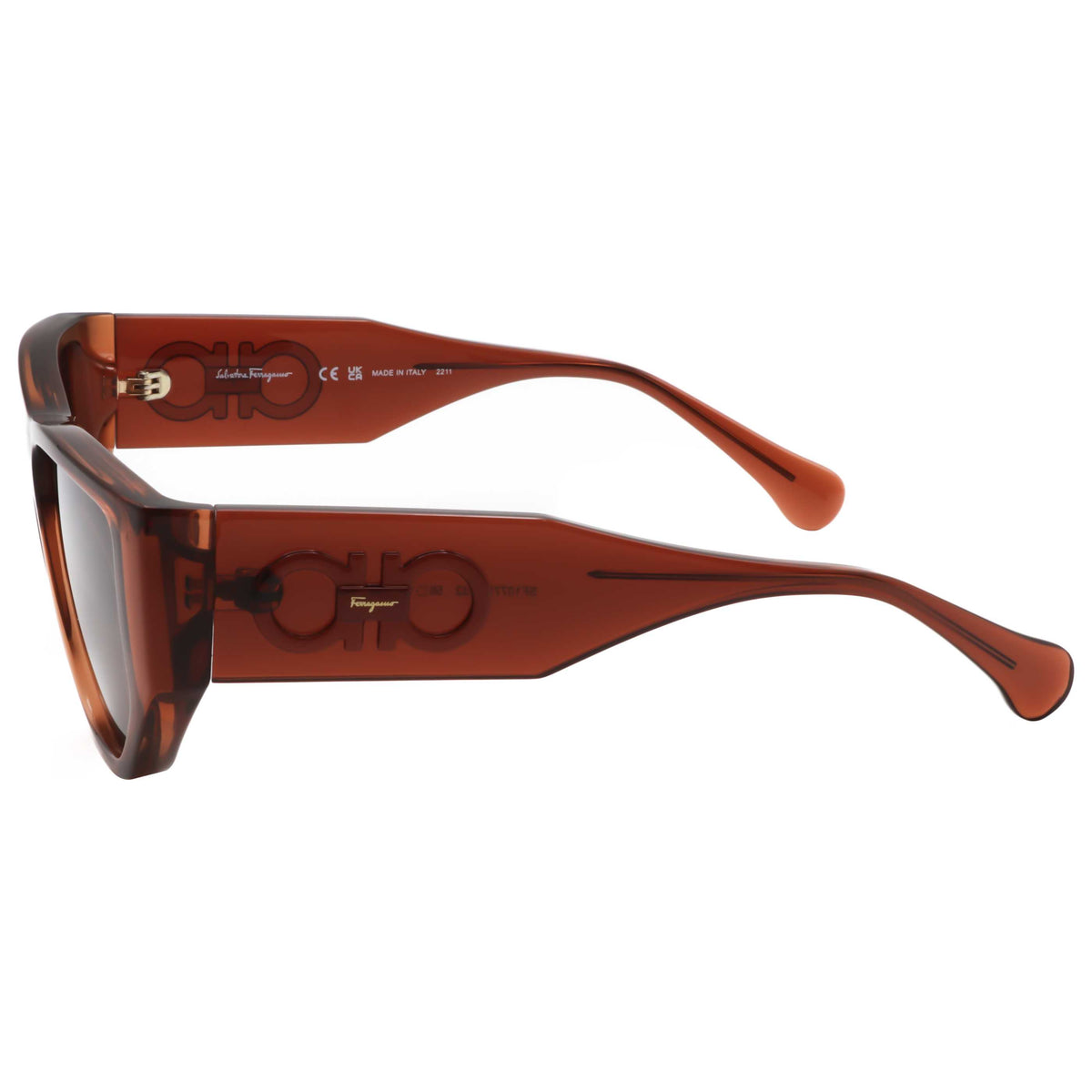 משקפי שמש Ferragamo דגם Sf1077S משקפי שמש נשים 56 מ״מ בצבע שקוף חום
