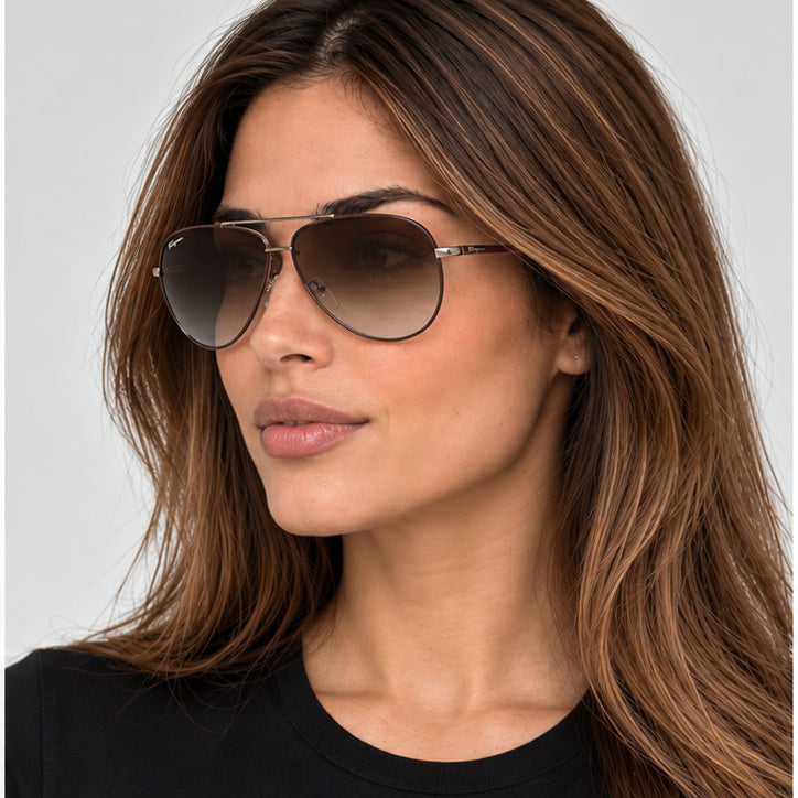 Ferragamo Women's 60mm Shiny Brown Sunglasses SF131S-211