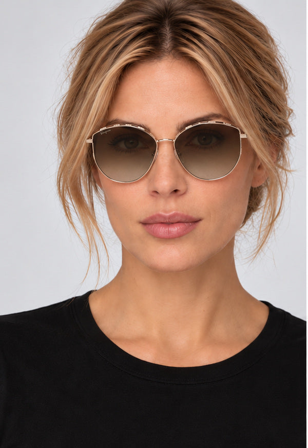 Ferragamo Women's Fashion 60mm Gold Green Sunglasses SF264S-709