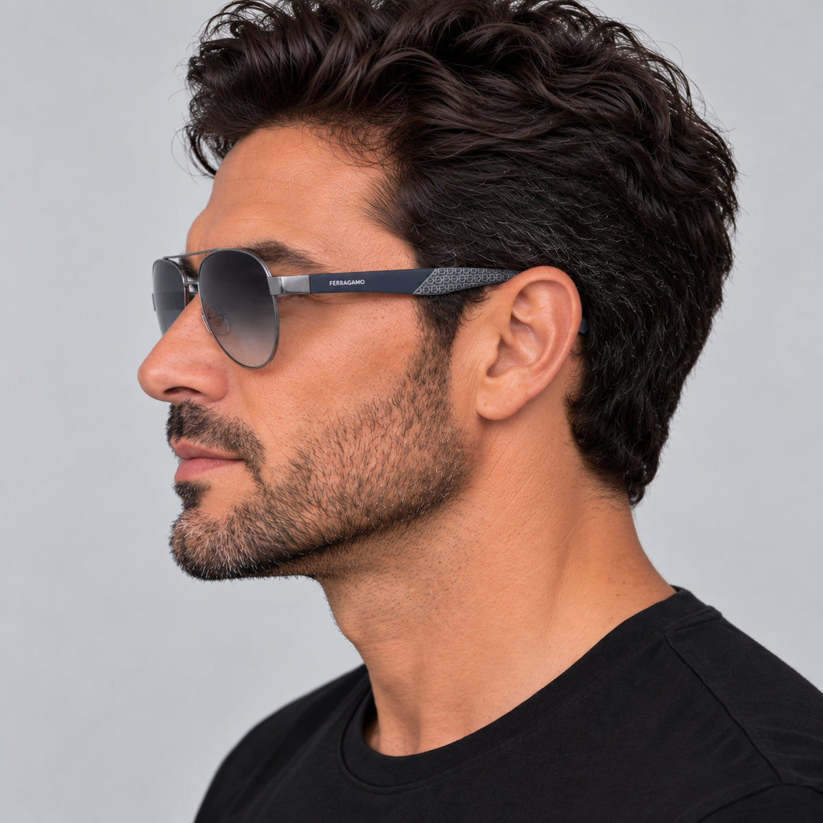 משקפי שמש Ferragamo דגם SF275SN-071-62 לגברים 62 מ״מ בצבע מט כהה Ruthenium
