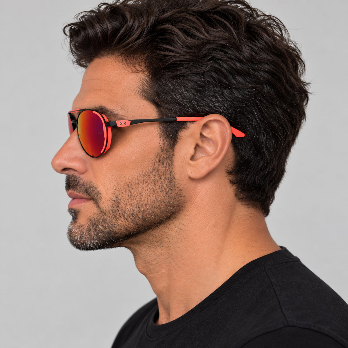 Under Armour UNISEX 55mm Black Orange Fluo Sunglasses UA0008-G-S-CAX-55