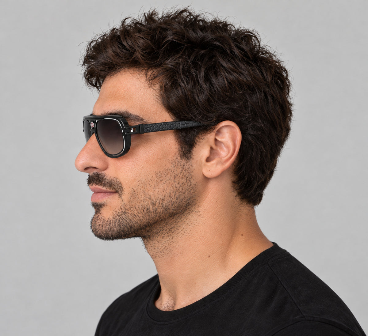 Bugatti Men's 58mm Grey Black PVD Sunglasses 07-GRY-BK