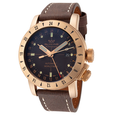 Glycine Men's Airman Contemporary Bronze GMT 44mm Automatic Watch GL0166