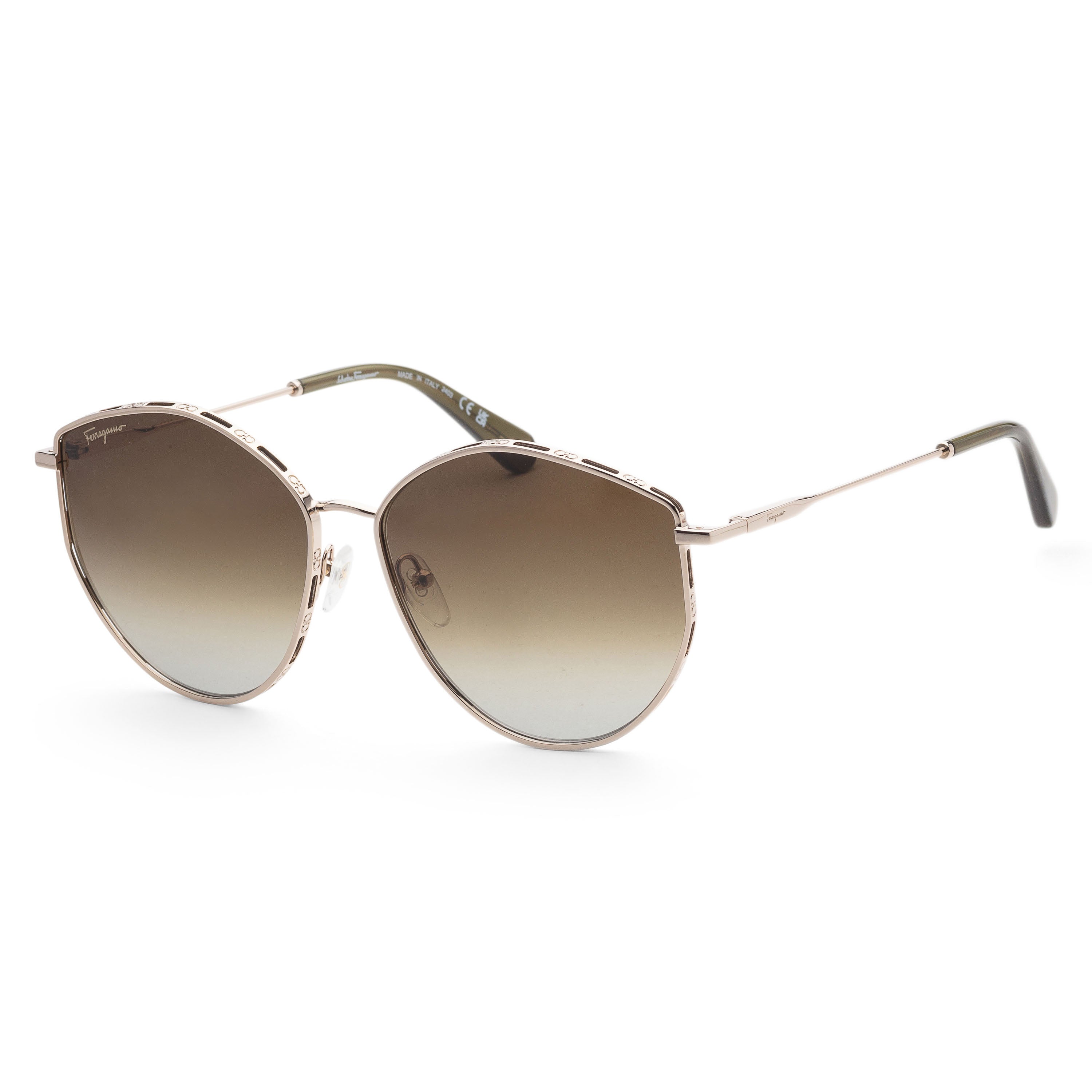 Ferragamo Women's Fashion 60mm Gold Green Sunglasses SF264S-709