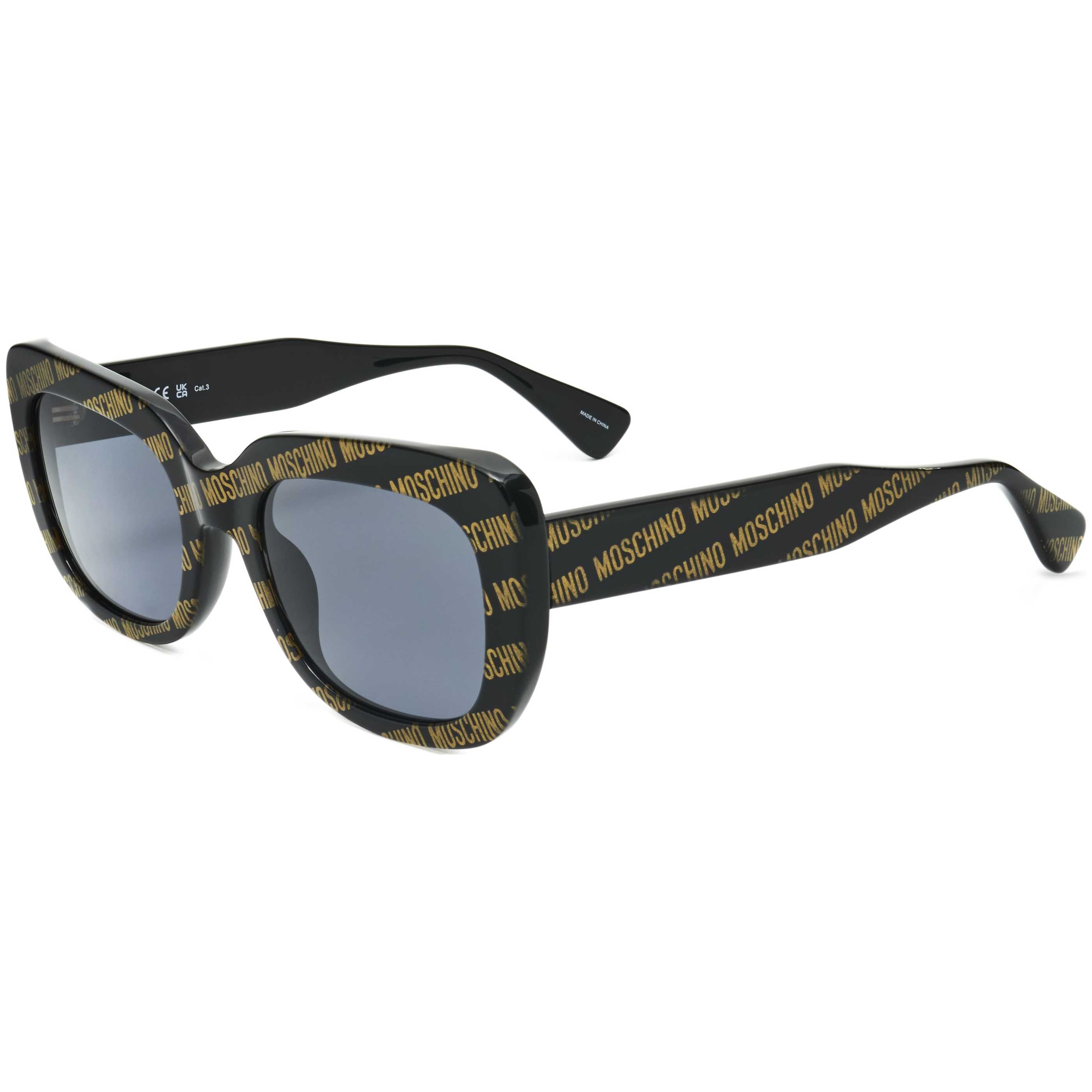 Moschino Women's 53mm Black With Gold Repeating Logo Pattern Sunglasses MOS132-S-7RM-53