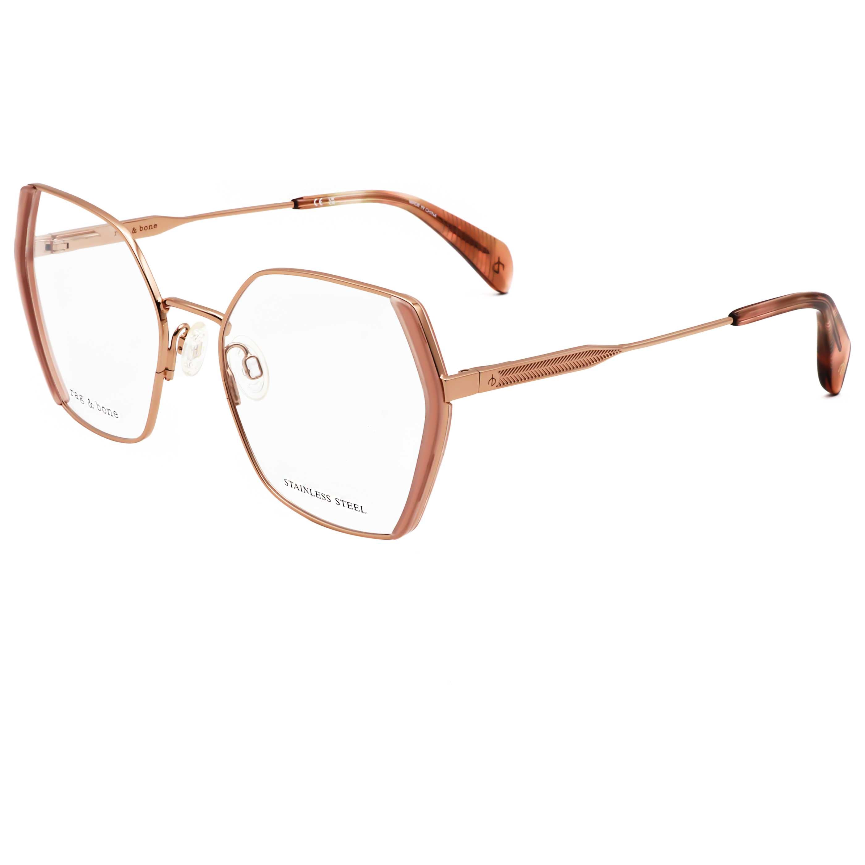 Rag & Bone Women's 53 mm Shaded Brown Rose Gold Eyeglasses RNB3079-G-LRQ-53