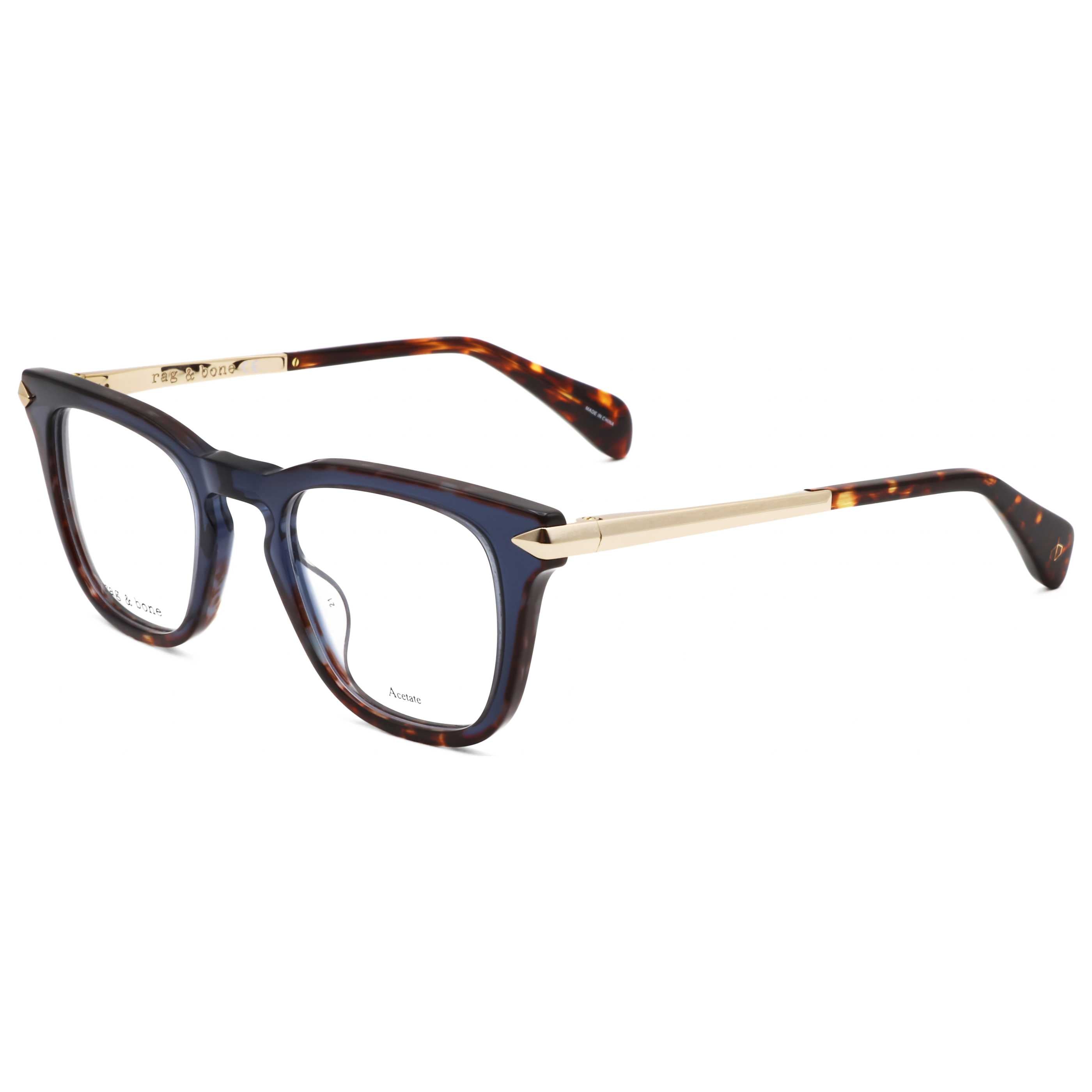 Rag & Bone Men's 48 mm Blue Havana Eyeglasses RNB7048-JBW-48