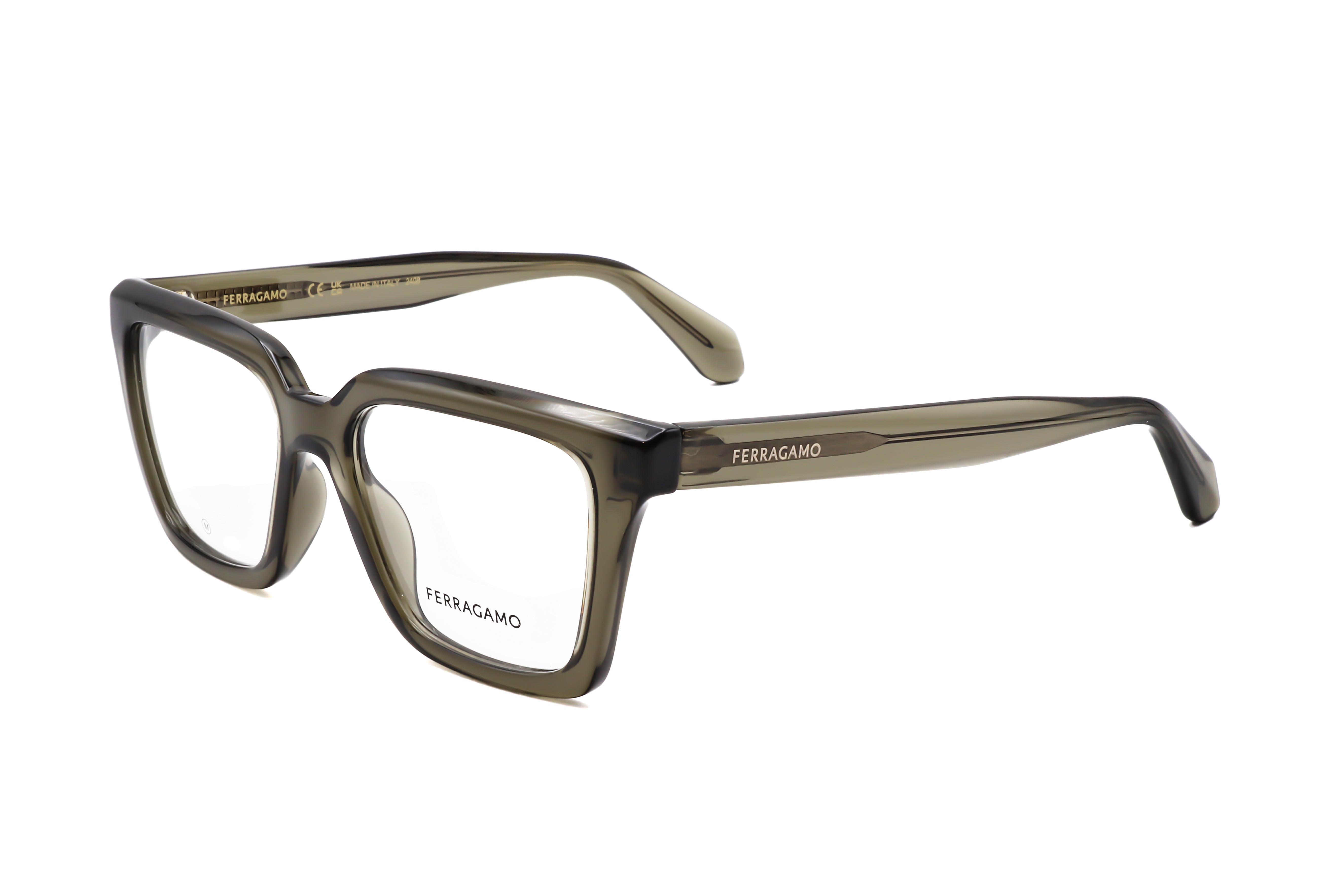 Ferragamo Unisex 52mm Transparent Khaki Eyeglasses SF2985-320-52