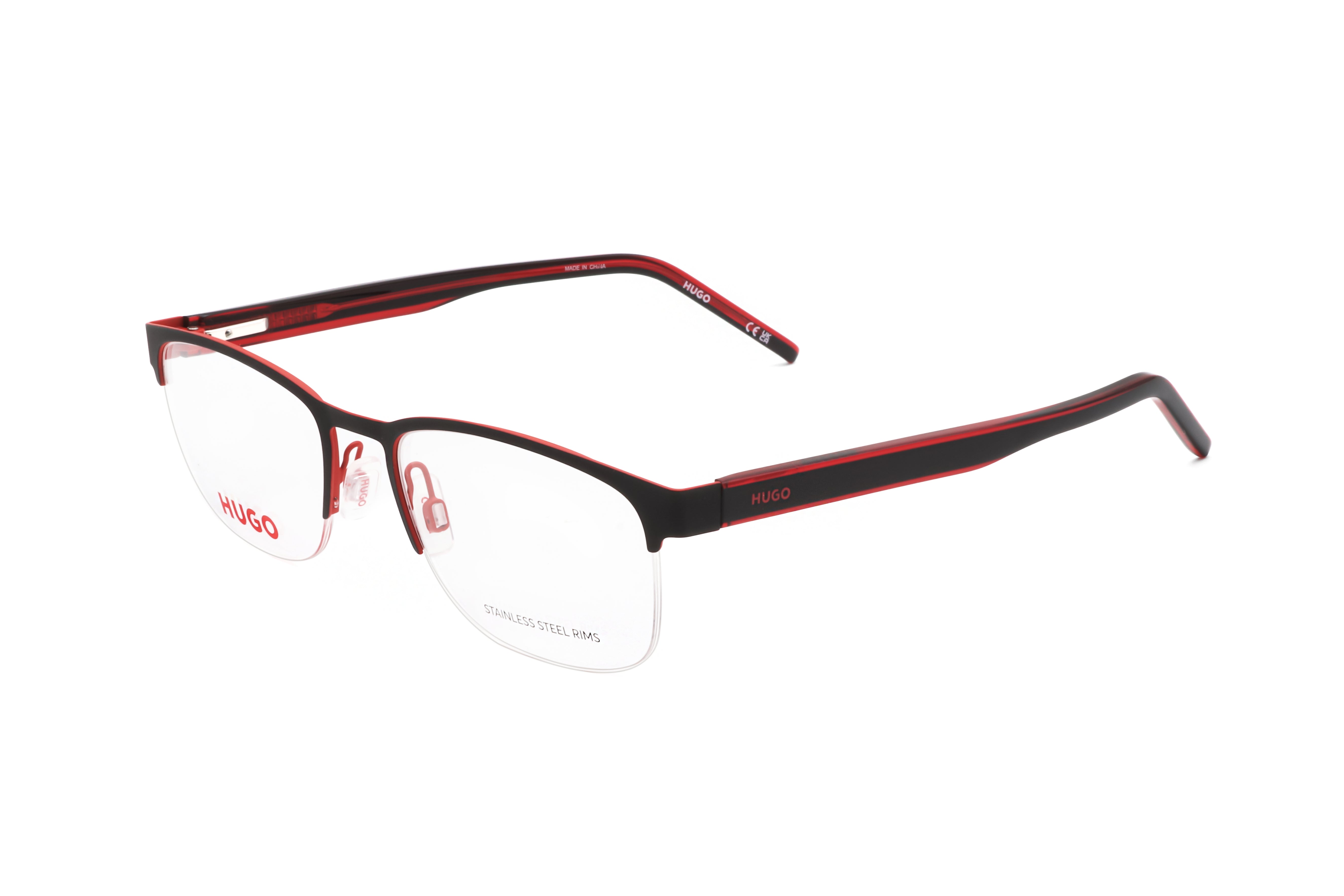 Hugo Boss Men's 53 mm Black Red Eyeglasses HG1247-OIT-53