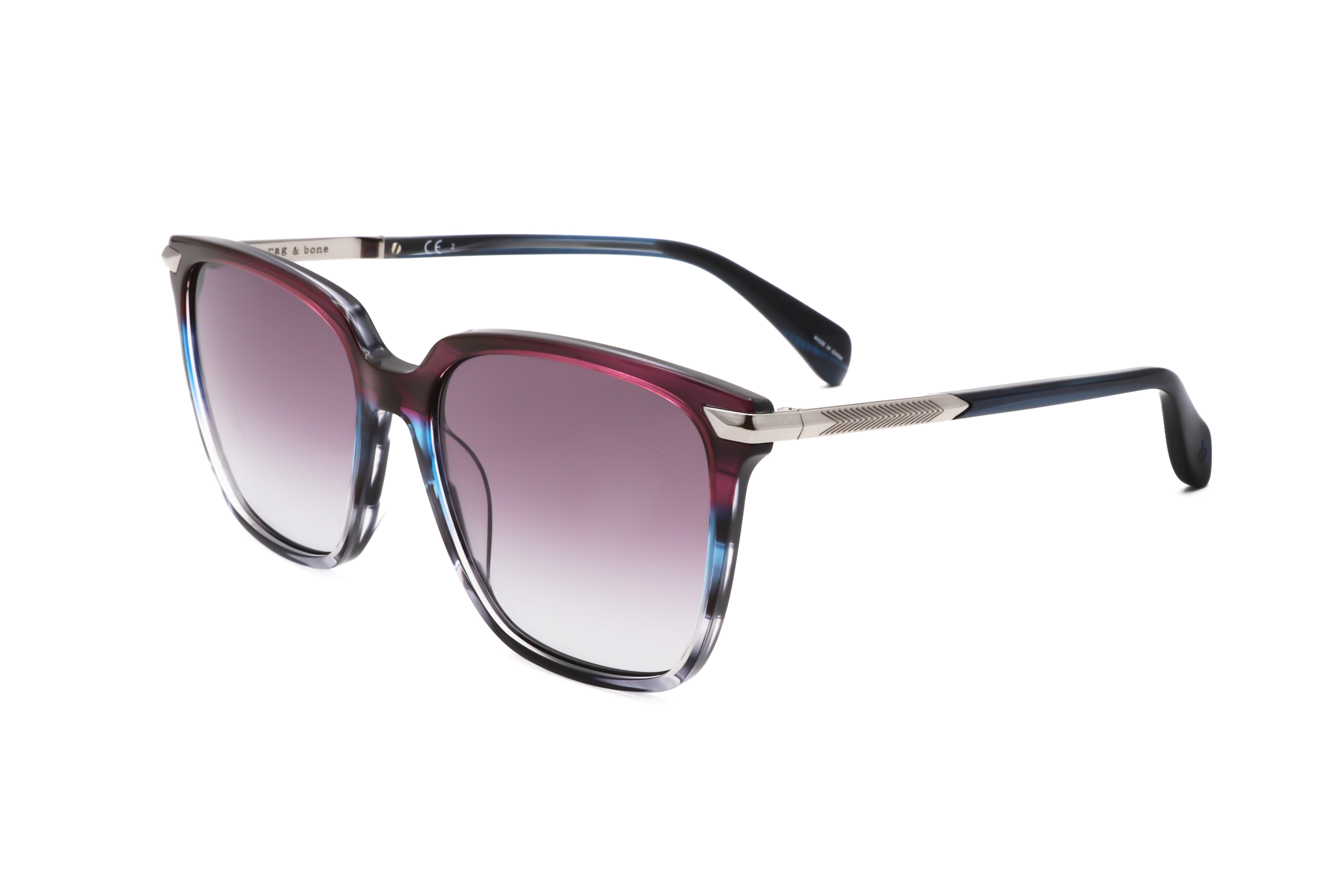 Rag & Bone Women's 55 mm Blue Violet Horn Sunglasses RNB1066-S-V43-55