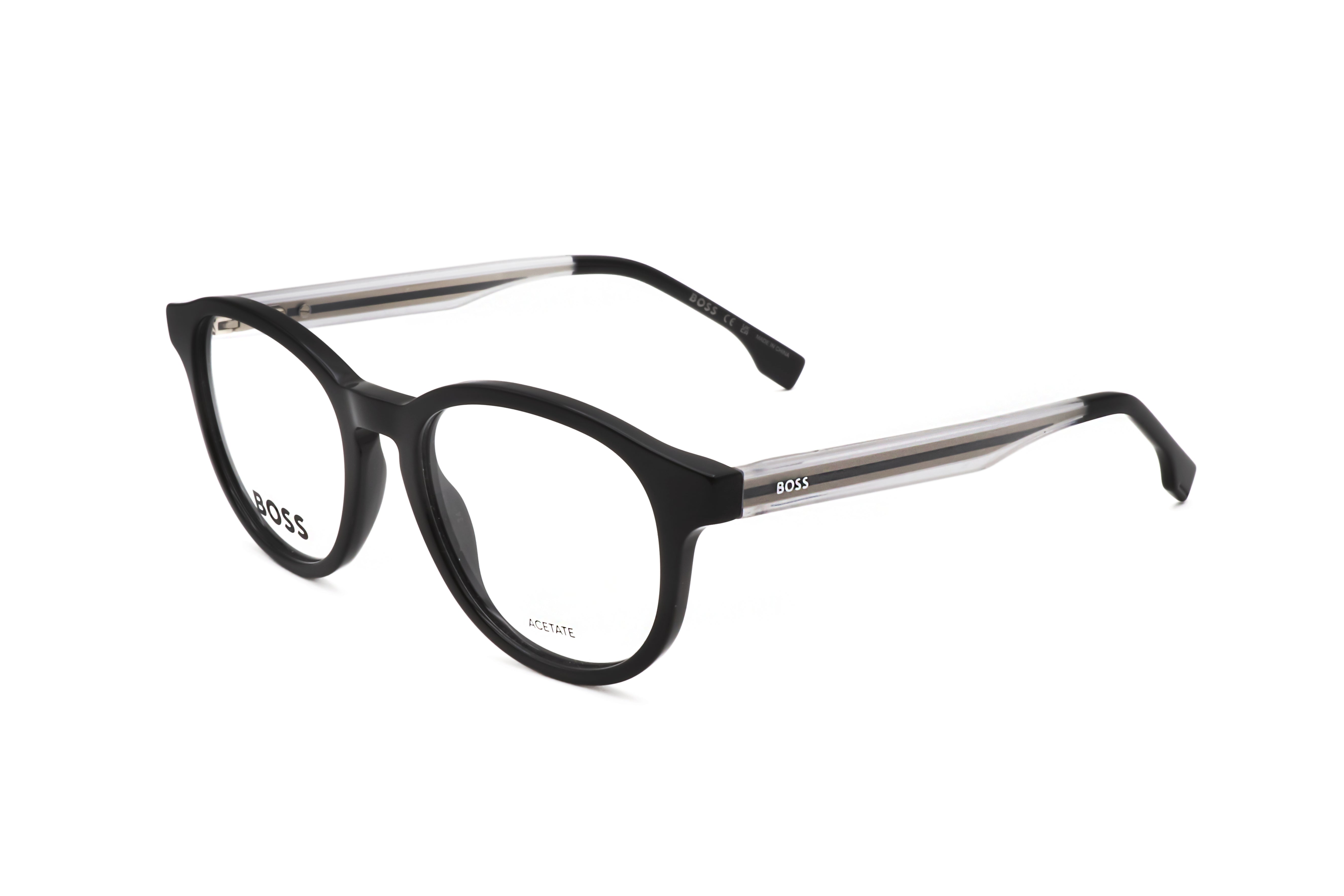 Hugo Boss Men's 48 mm Black Crystal Eyeglasses BOSS1548-7C5-48