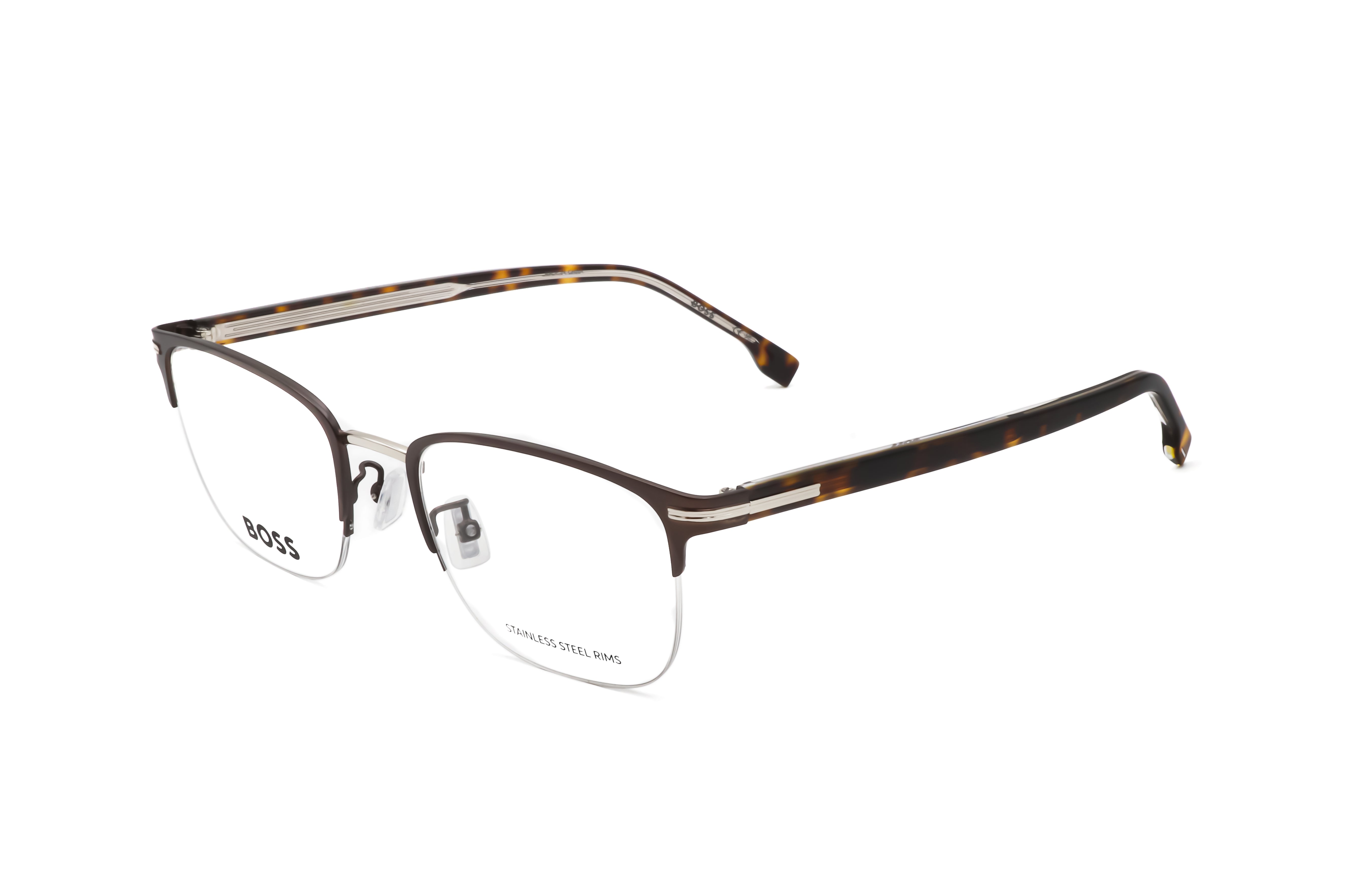Hugo Boss Men's 53mm Matte Brown Silver Eyeglasses BOSS1729-G-12R-53