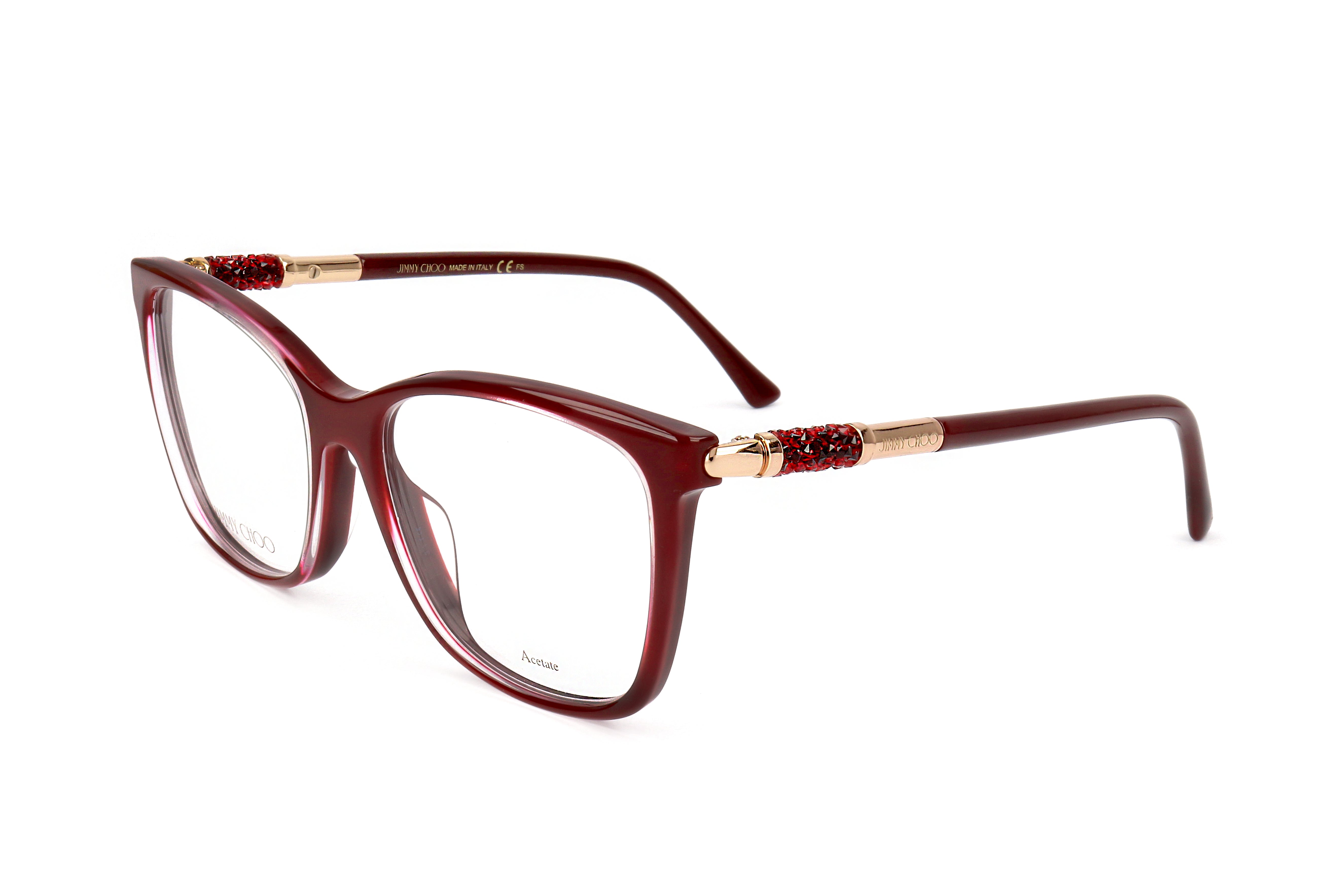 Jimmy Choo Women's 54mm Crystal Burgundy Eyeglasses JC294-G-IY1-54