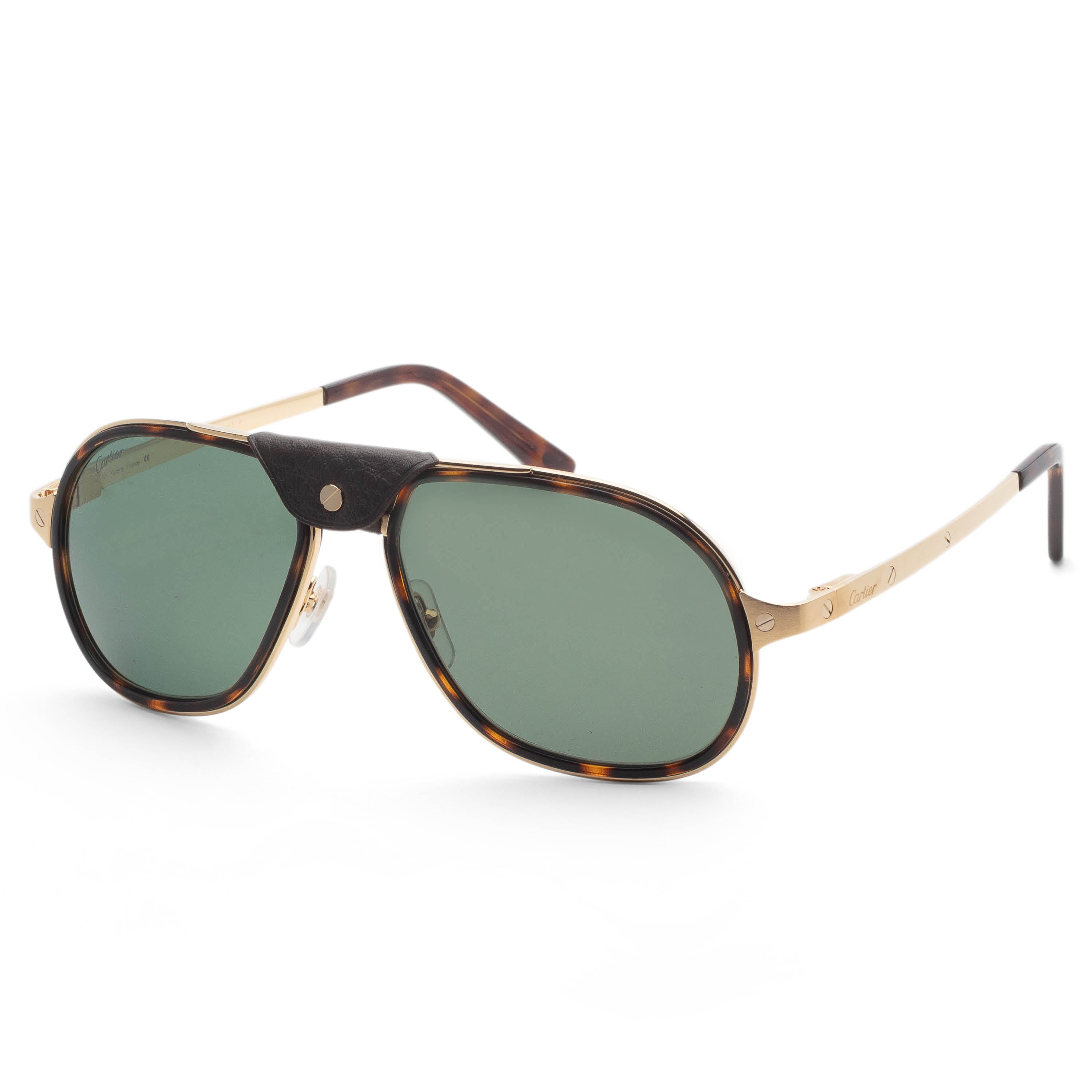Cartier Unisex Santos de Cartier 57mm Havana Gold Polarized Sunglasses CT0241S-002