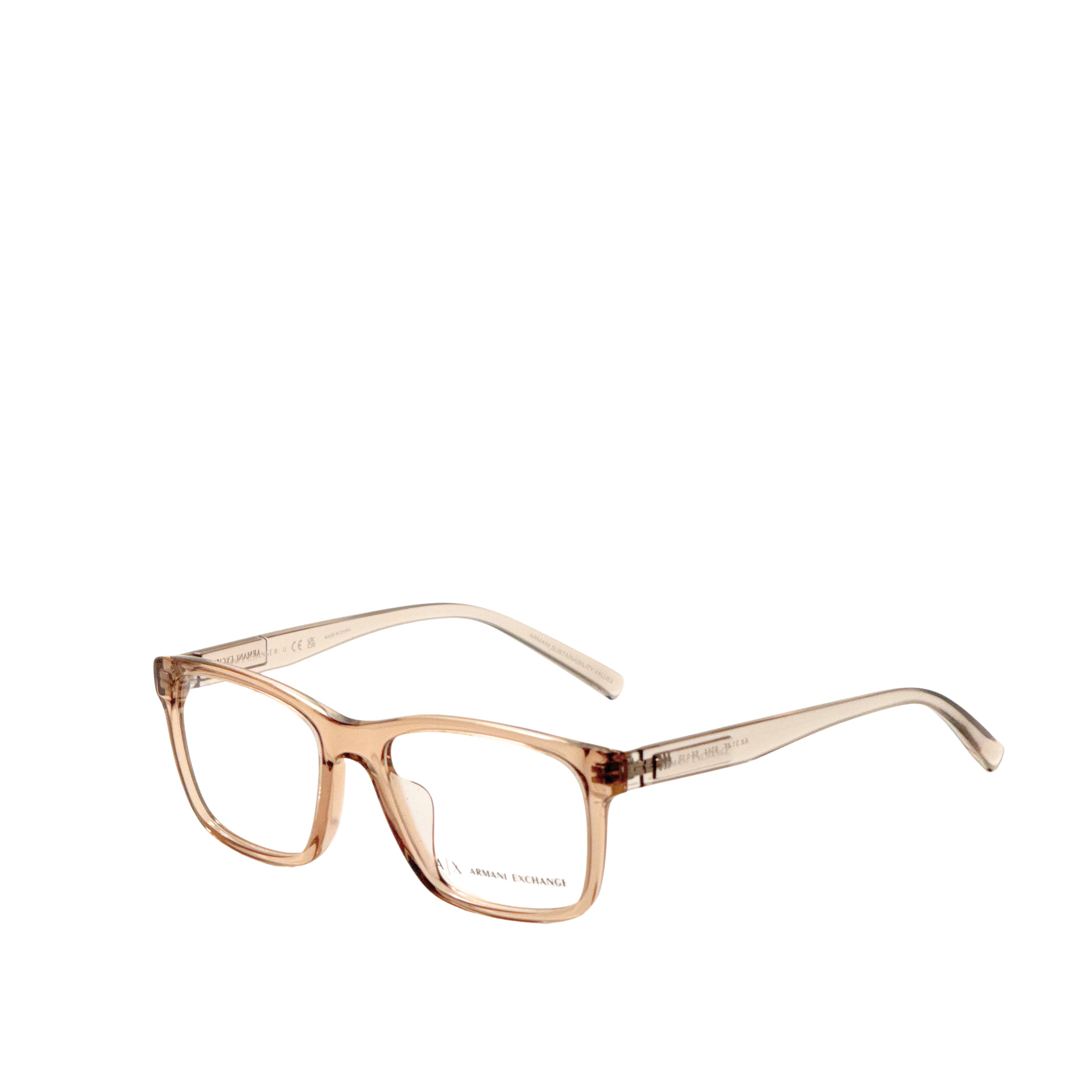 Armani Exchange Men's 55mm Shiny Transparent Brown Eyeglasses AX3114F-8344-55