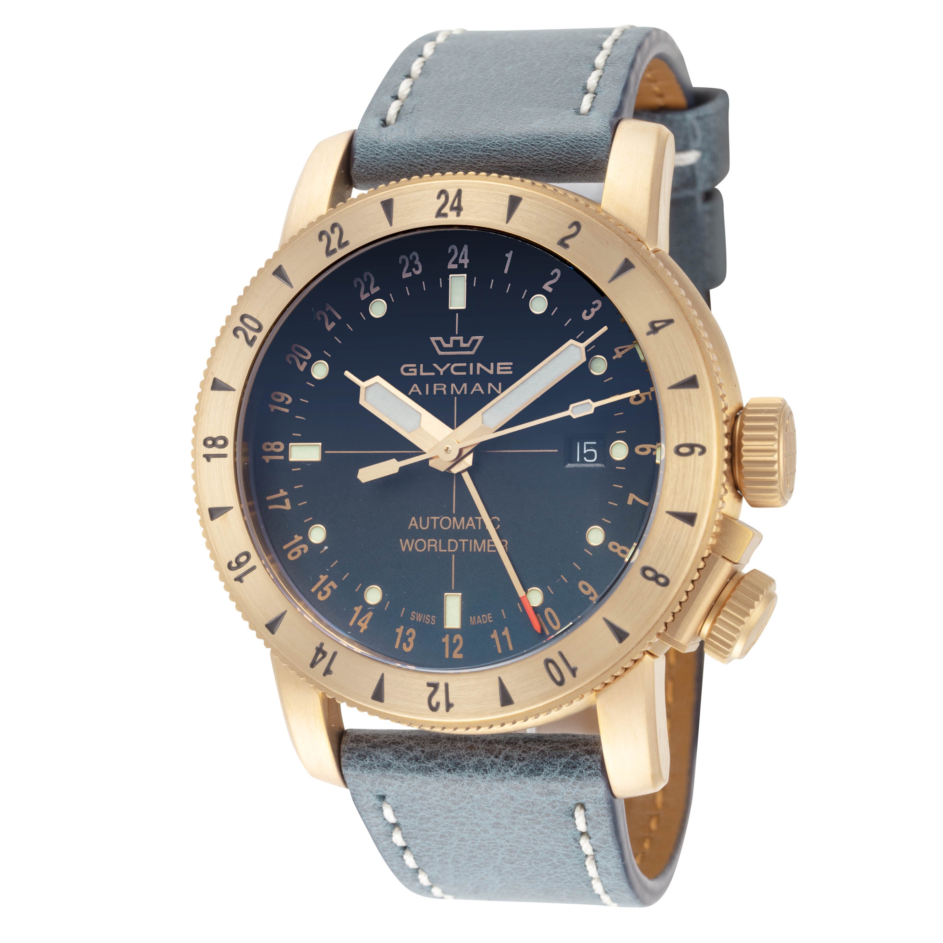 Glycine Men's Airman Contemporary Bronze GMT 44mm Automatic Watch GL0167