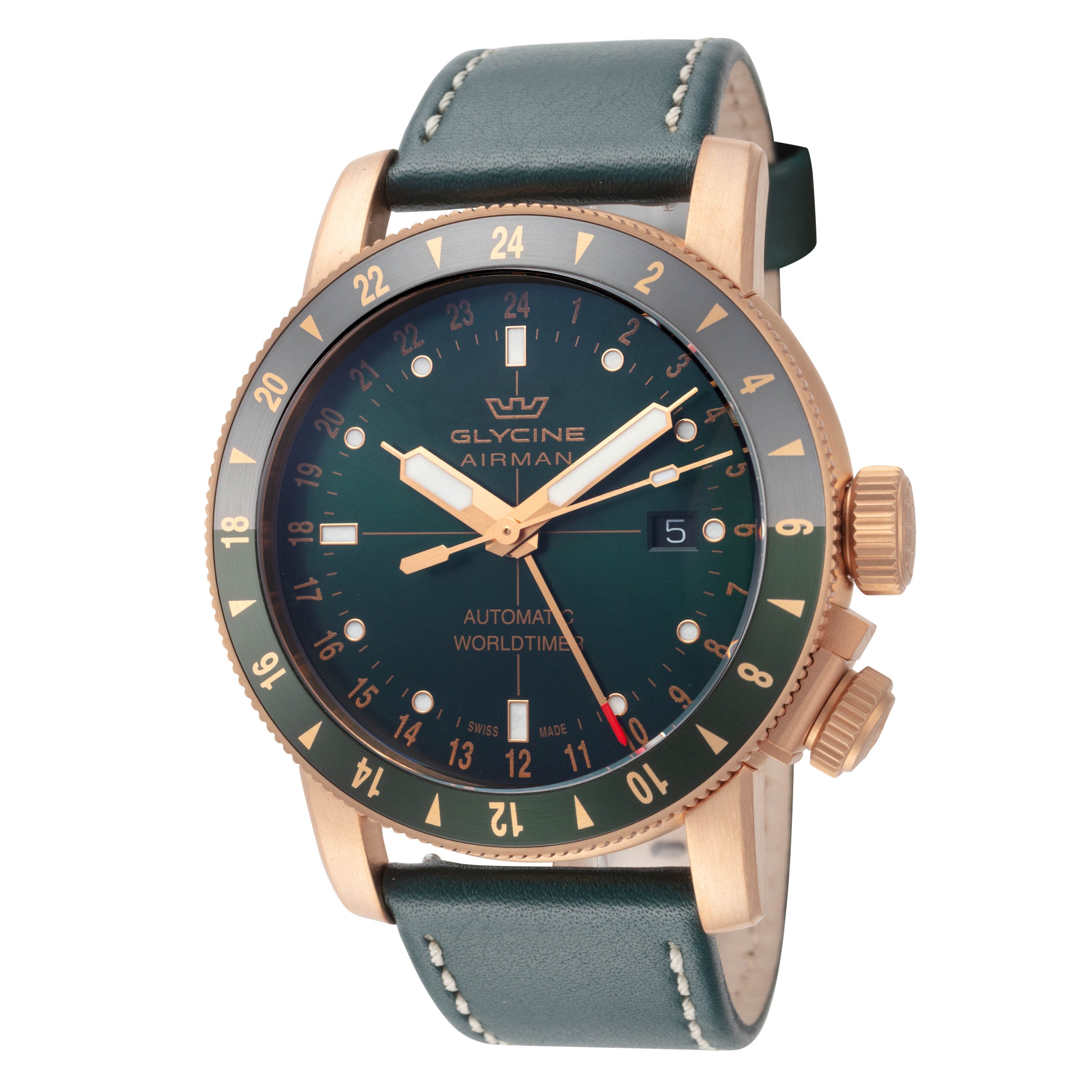 Glycine Men's Airman Contemporary Bronze GMT 44mm Automatic Watch GL0550