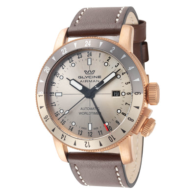 Glycine Men's Airman Contemporary Bronze GMT 44mm Automatic Watch GL0551