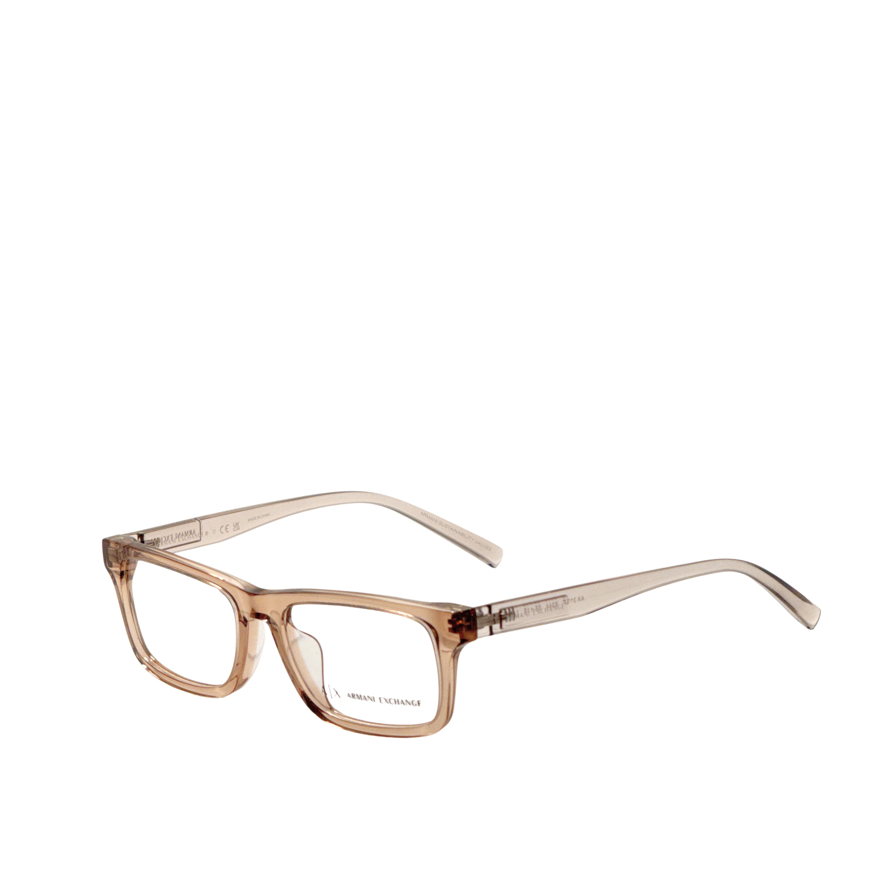 Armani Exchange Men's 55mm Shiny Transparent Brown Eyeglasses AX3115F-8344-55
