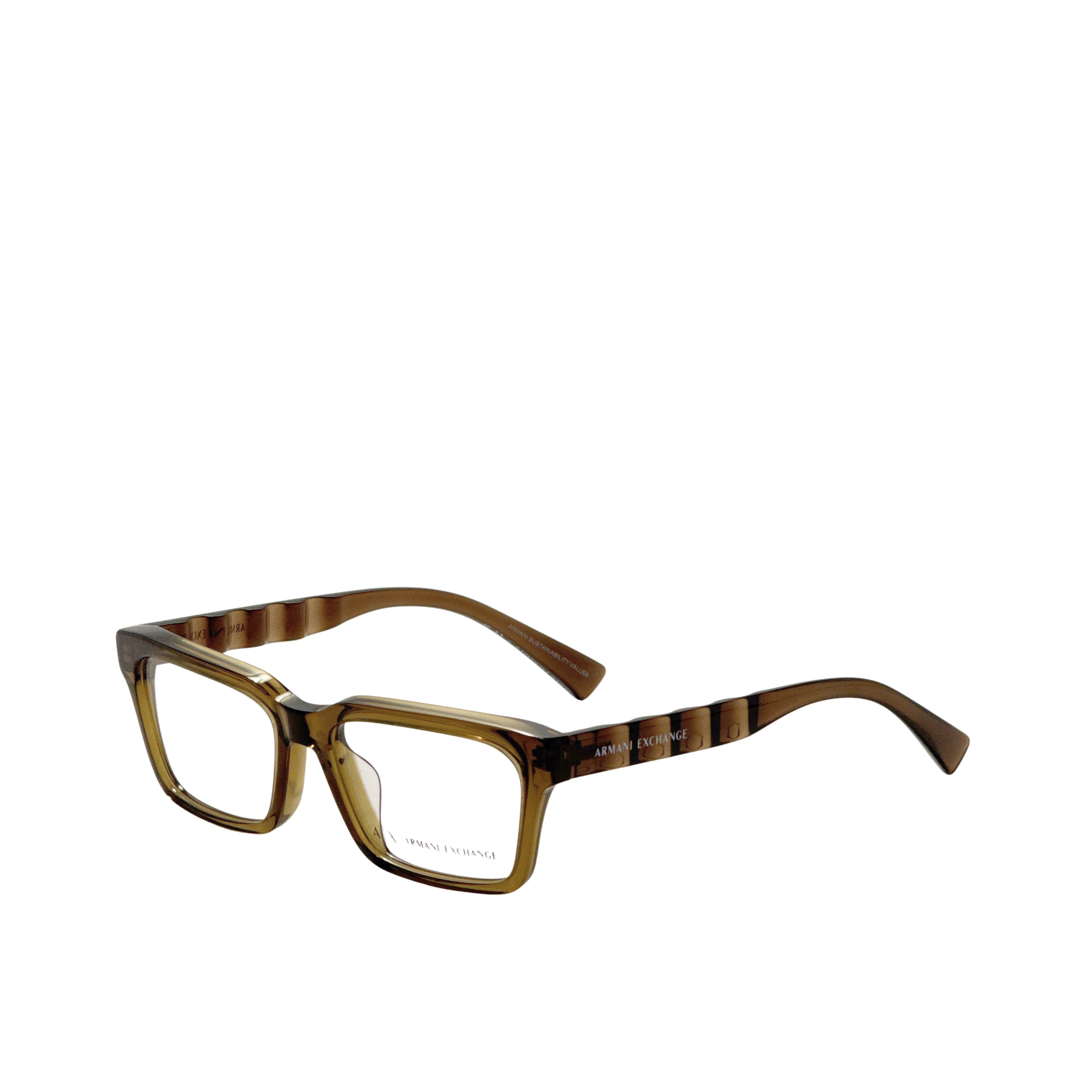 Armani Exchange Men's 55mm Shiny Transparent Brown Eyeglasses AX3116F-8358-55